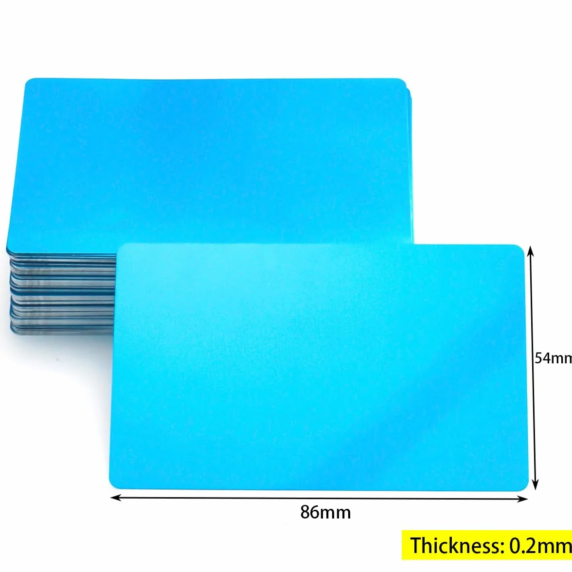 Metalowe wizytówki ze stopu aluminium 0,22 mm 8,6 x 5,4 cm do grawerowania laserowego 50 szt. niebieski