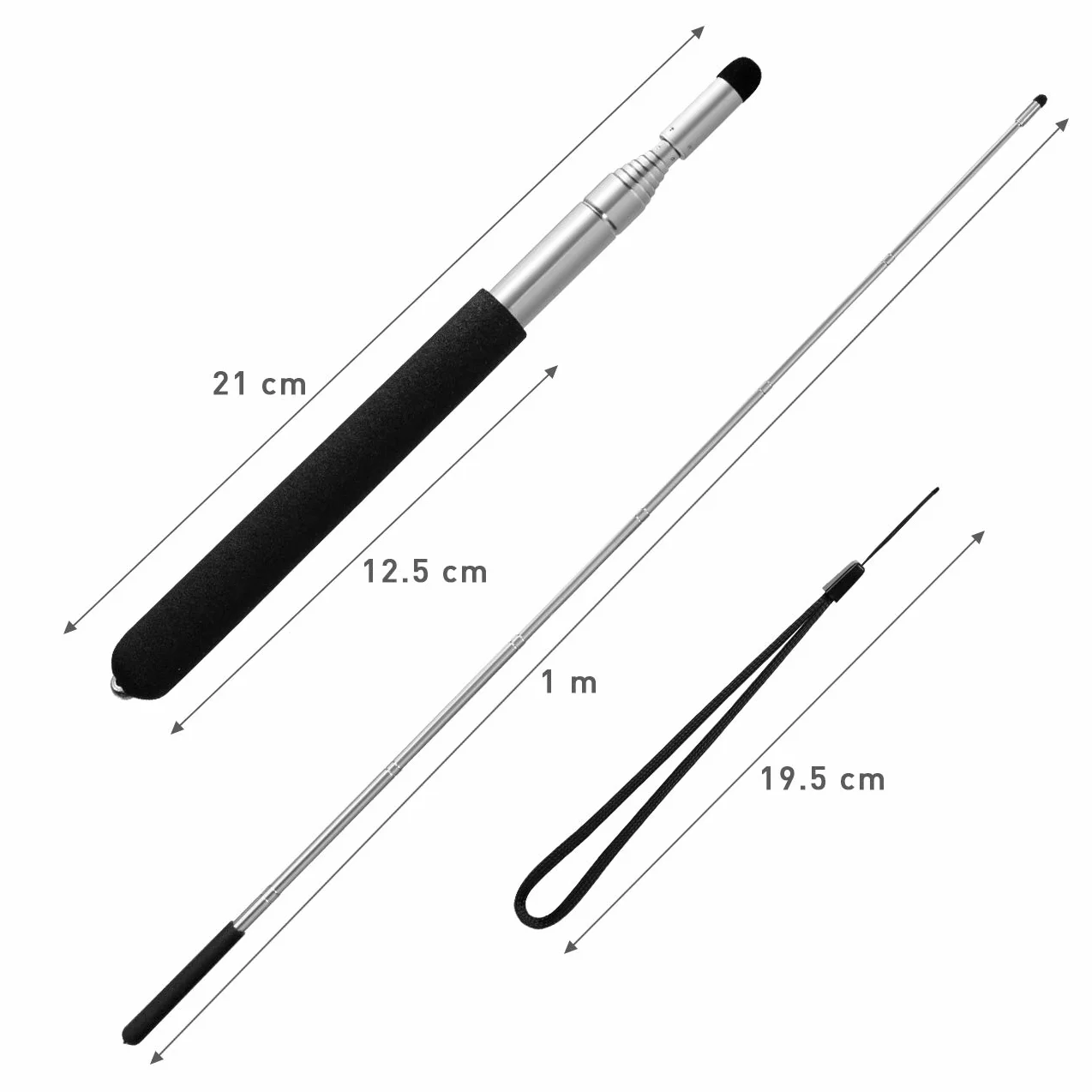 Kesote Wysuwany Drążek Wskazujący Teleskopowy 100 cm z 2 Głowicami Filcowymi Czarny