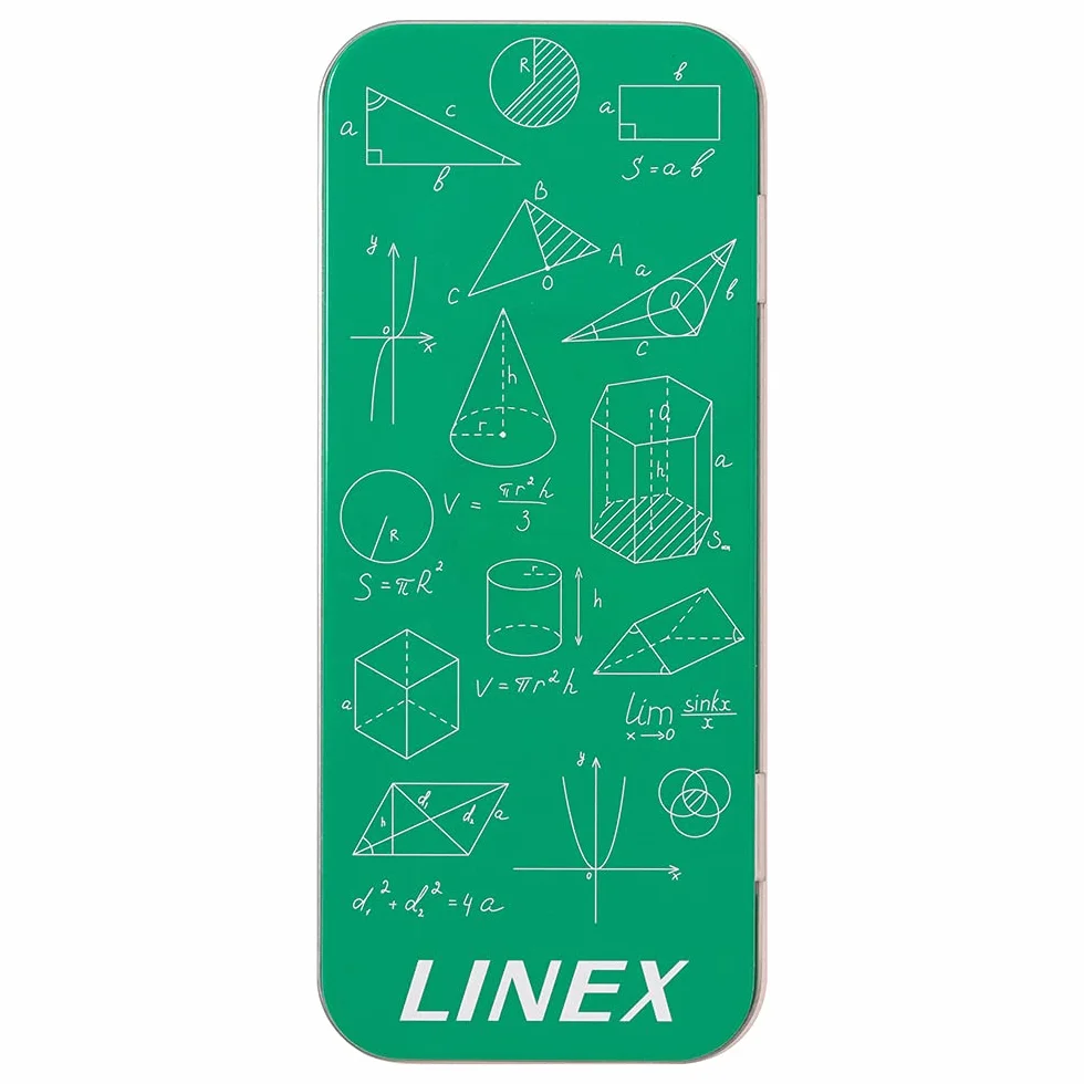 Linex Zestaw do matematyki dla studentów, zestaw geometryczny w puszce, 10 sztuk, kompas, kątomierz