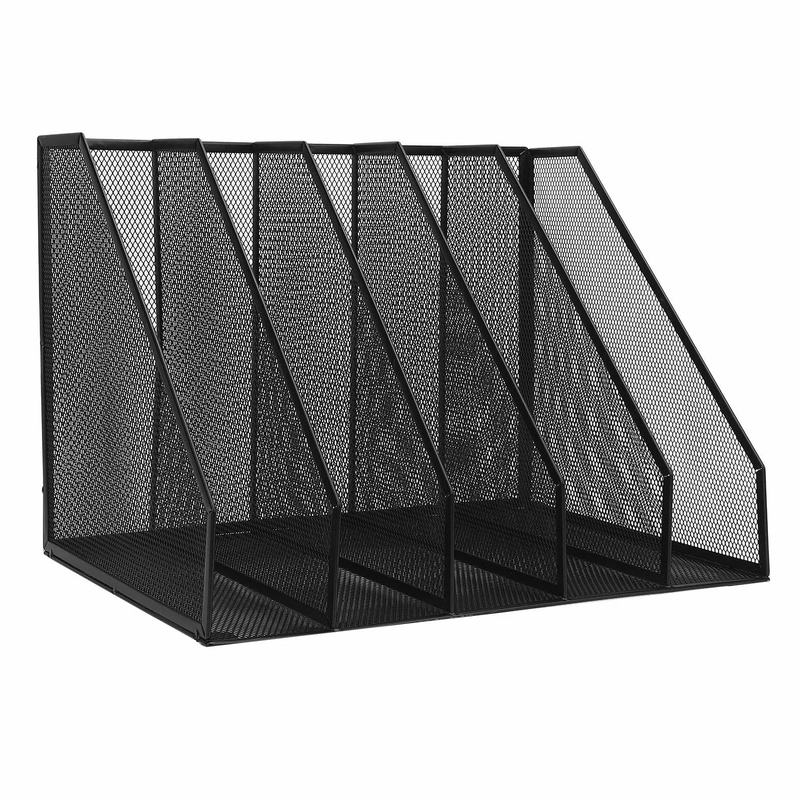 Luqeeg Pionowy Organizer na Dokumenty na Biurko, 5-Sekcyjny Metalowy Stojak Sorter