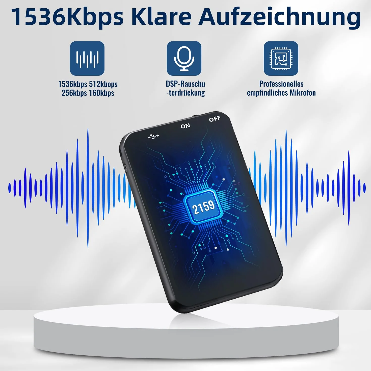 Cyfrowy dyktafon mini 64 GB USB C 35 godzin nagrywania