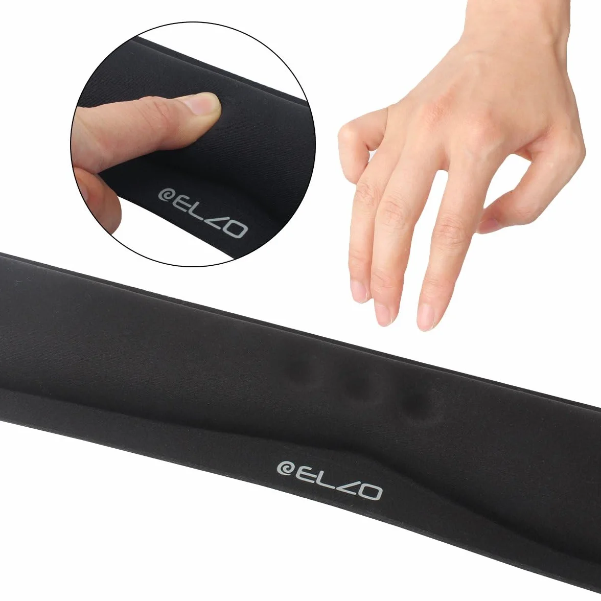 ELZO Podpórka pod nadgarstek z wygodną wyściółką z pianki pamięciowej, antypoślizgowa gumowa podstawą i ergonomiczną konstrukcją, do komputera PC, laptopa Mac