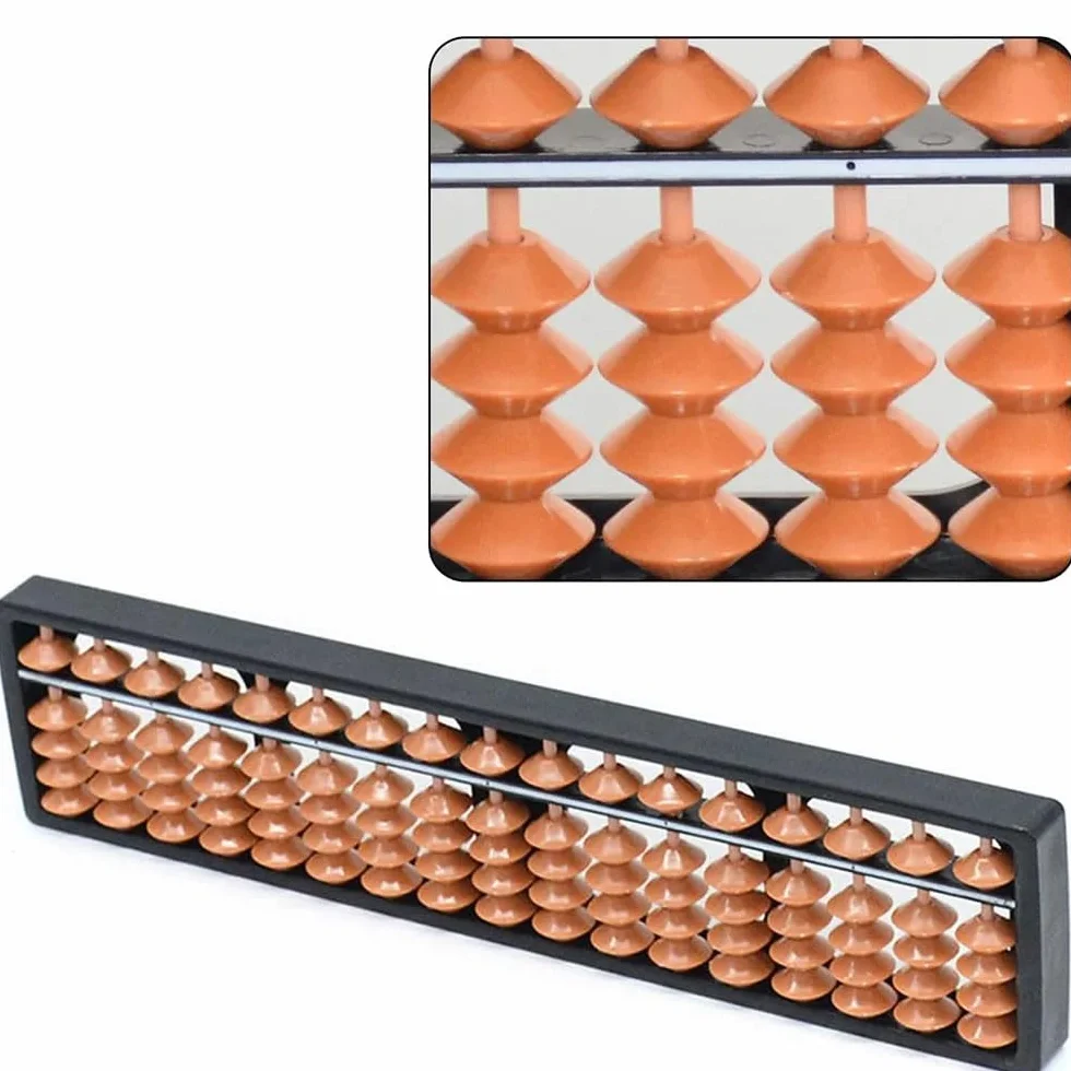 LATRAT Plastikowy Abacus Aritmetyczny Kalkulator dla Dzieci, 17-cyfrowy Retro Drewniany Kwadrat, Chiński Abak Obliczeniowy, brązowy