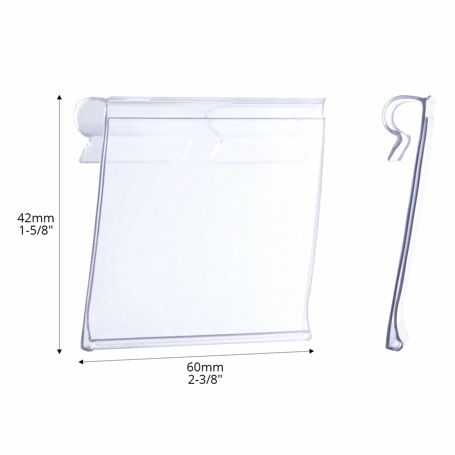 QWORK® 100x Przezroczyste PVC Plastikowe metki z cenami Uchwyty na etykiety do półek drucianych (6 x 4,2 cm)
