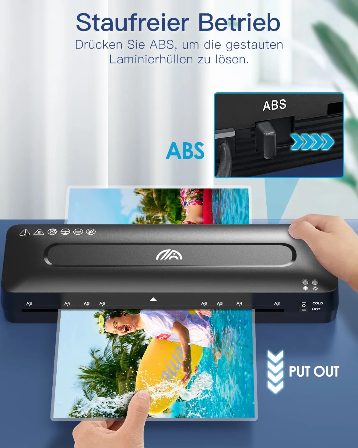 Laminator A3 – laminator 5 w 1 z 20 foliami do laminowania na gorąco i zimno, zestaw z maszyną do cięcia papieru i zaokrągleniem narożnym, do użytku domowego, biura, szkoły, zdjęć