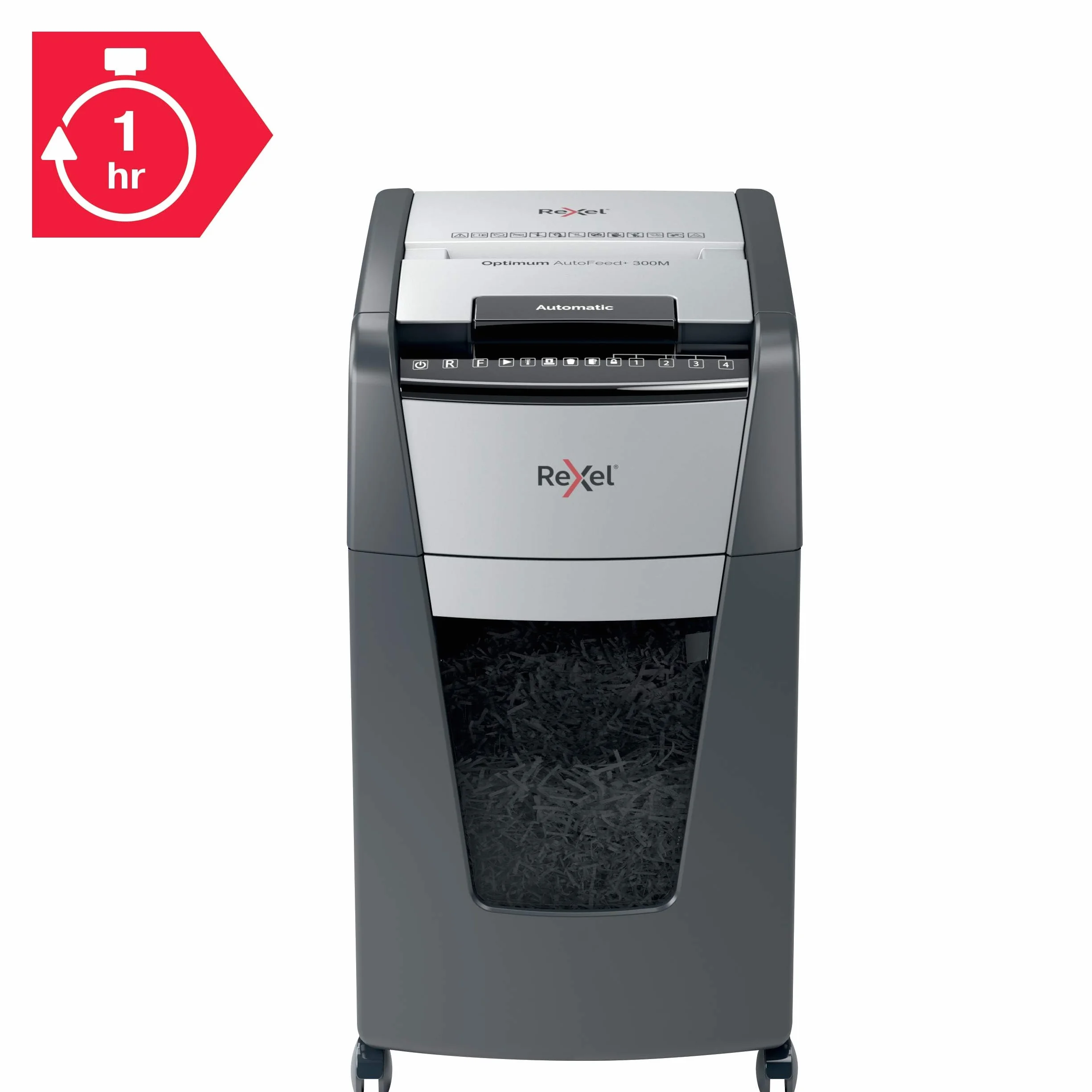 Rexel Optimum Auto Feed+ Niszczarka do Papieru 300 Arkuszy P-5 Mikrościnki 60 L