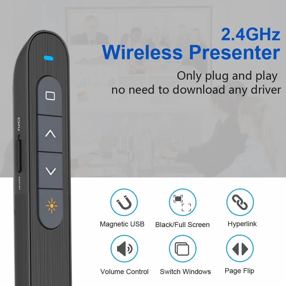 Bezprzewodowy Clicker do Prezentacji PowerPoint PPT Slide Advancer z Hiperłączem Głośności