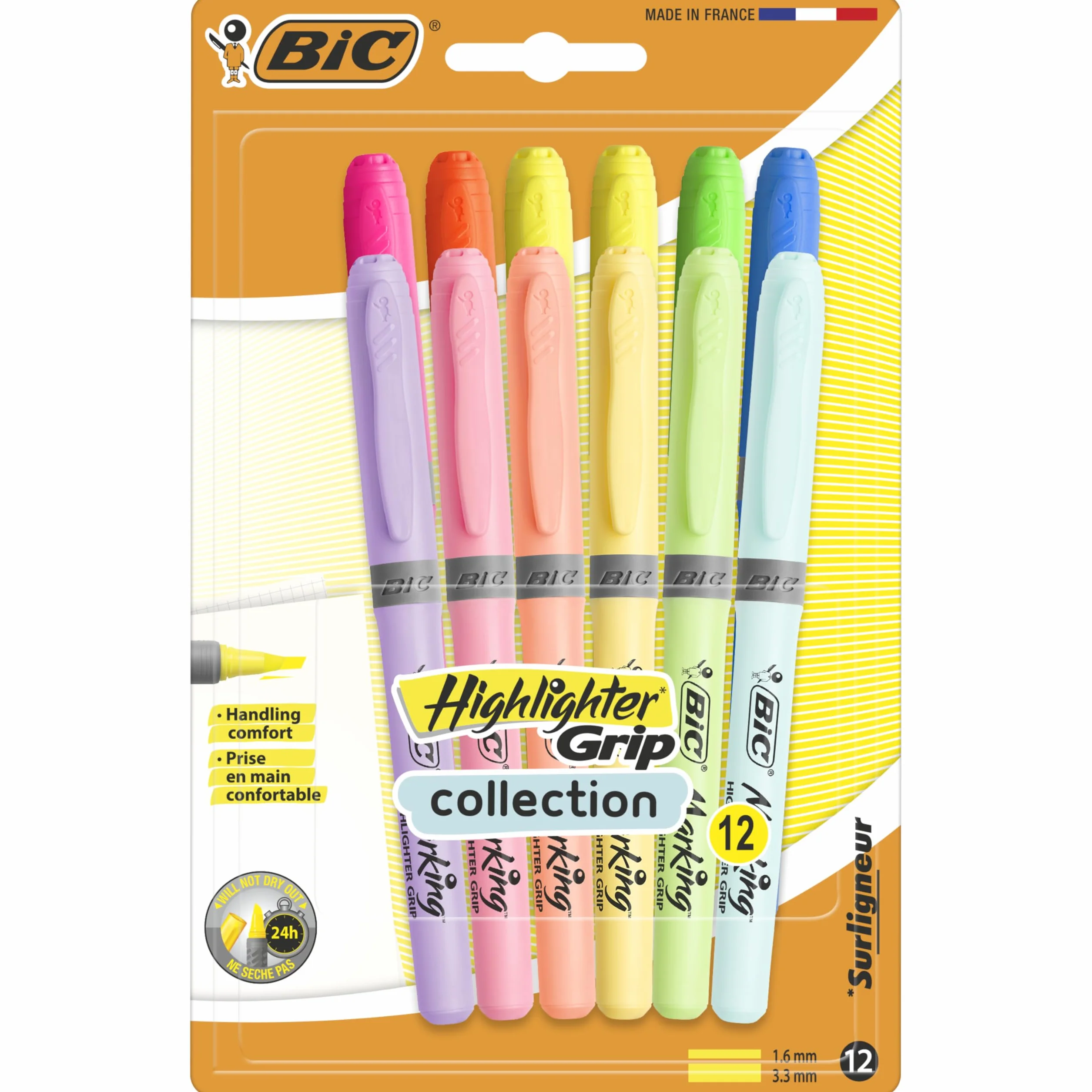 BIC Zakreślacz Highlighter Grip Collection Blister 12 szt