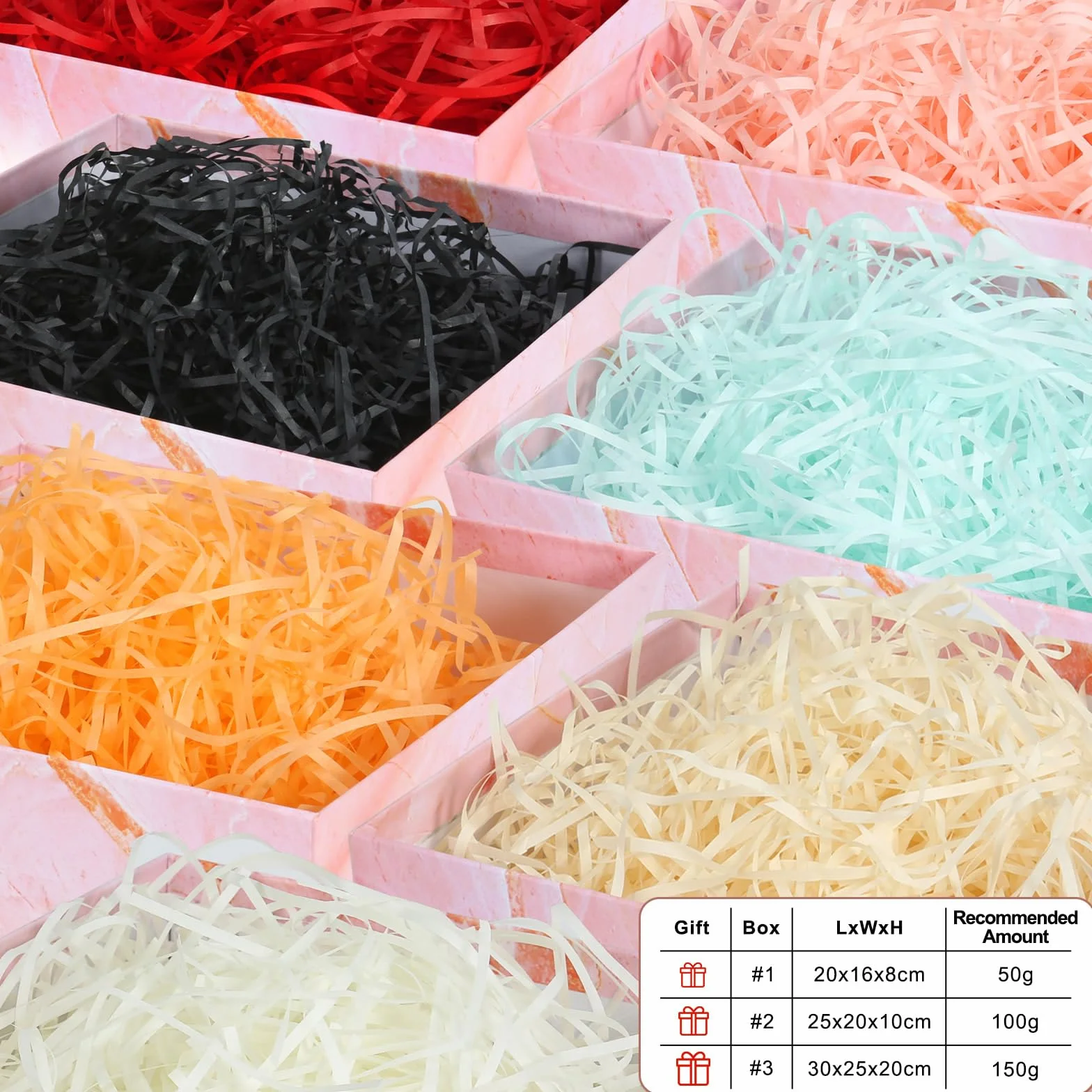 HXJDAM Raffia 500 g rozdrobniona bibułka, materiał wypełniający prezent i DIY. Idealne opakowanie na prezent do pudełek prezentowych. (czarny(500 g))