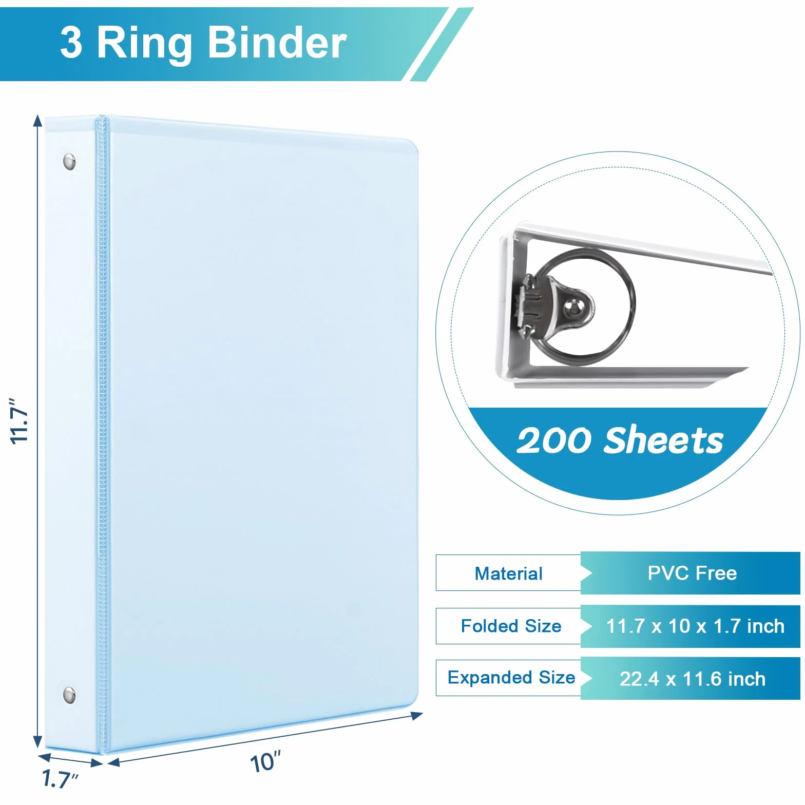 Hand Fan com 3 anéis de 2,5 cm com bolsos, capacidade para 200 folhas, fichários de 2,5 cm serve para carta de 28 x 21,6 cm, 4 cores pastel sortidas - Ideal para escola, escritório e uso doméstico