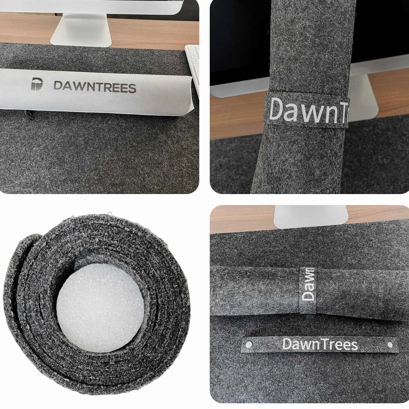 Filcowa podkładka na biurko 81 x 30 cm duża mata pod klawiaturę i mysz ciemnoszara