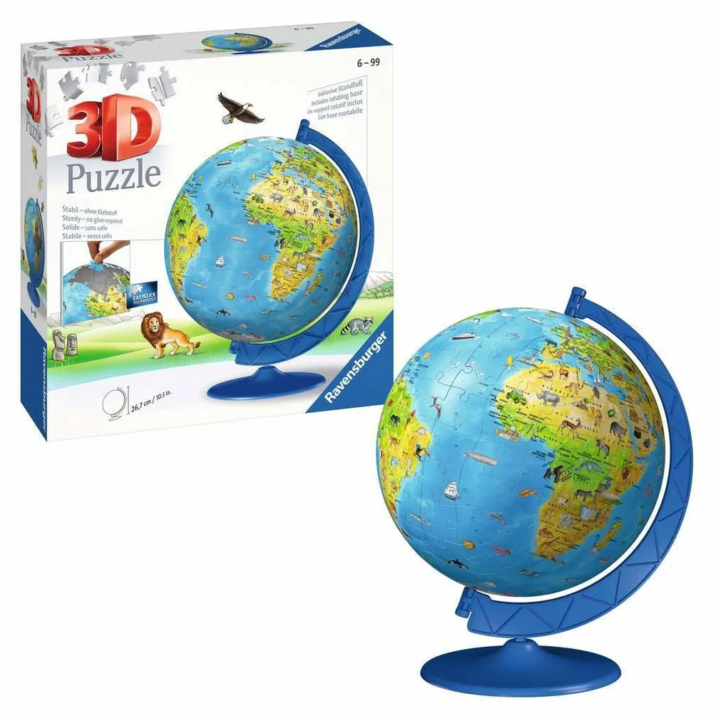 Kinderglobus in deutscher Sprache. Puzzleball 180 Teile: Erlebe Puzzeln in der 3. Dimension