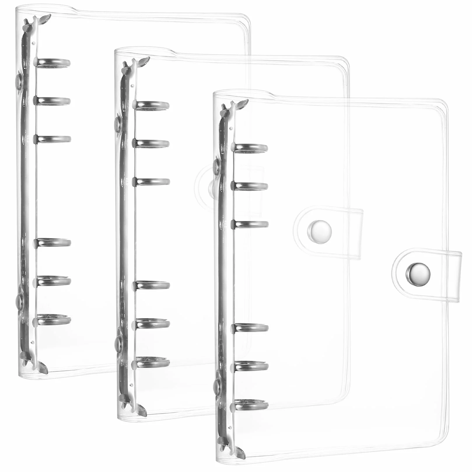 3 sztuki Segregator A6 na Kółkach Uzupełniany, Segregator A6, Przezroczysty Segregator PVC, Wodoodporny z Zatrzaskiem do Luźnych Kartek Dziennika Biura Szkoły