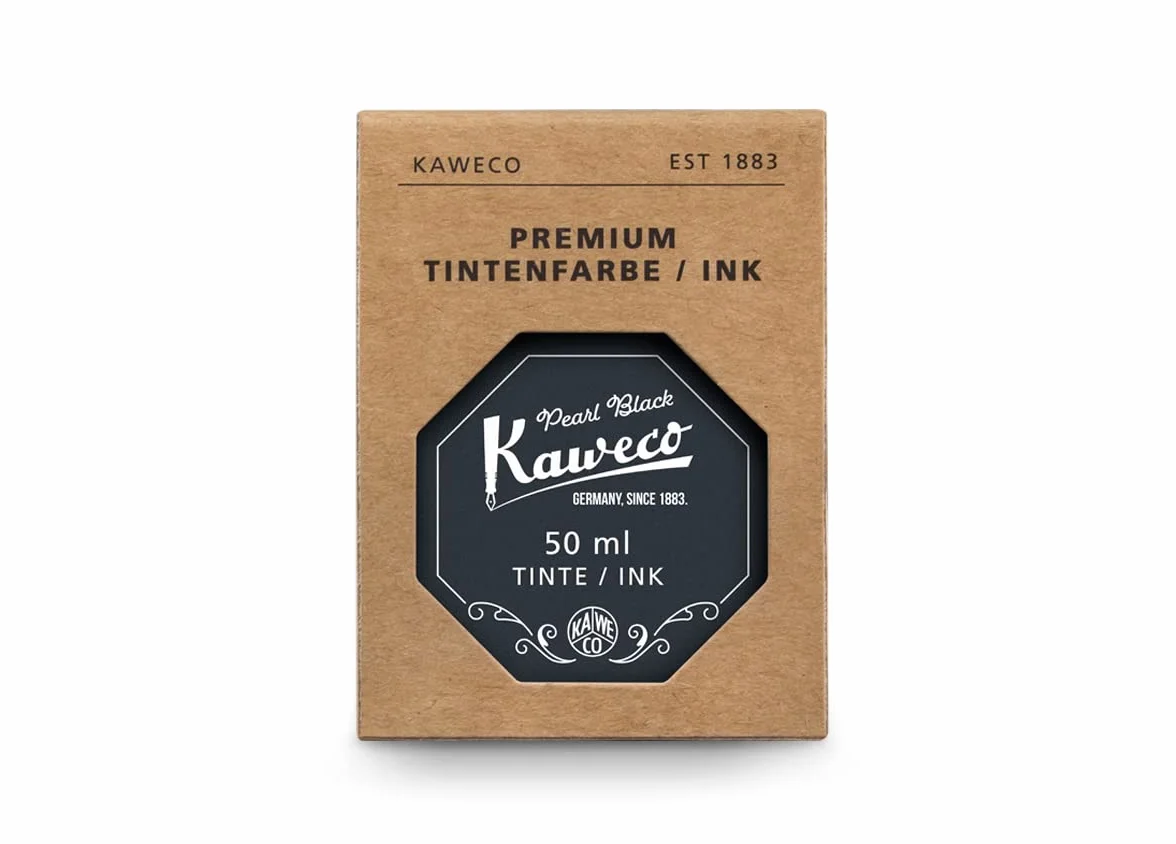 Kaweco Kałamarz do kałamarza, 50 ml, perłowy czarny, tusz premium do piór w kałamarzu, wegański, nietestowany na zwierzętach, rozpuszczalny w wodzie, zrównoważony | tusz do kaligrafii
