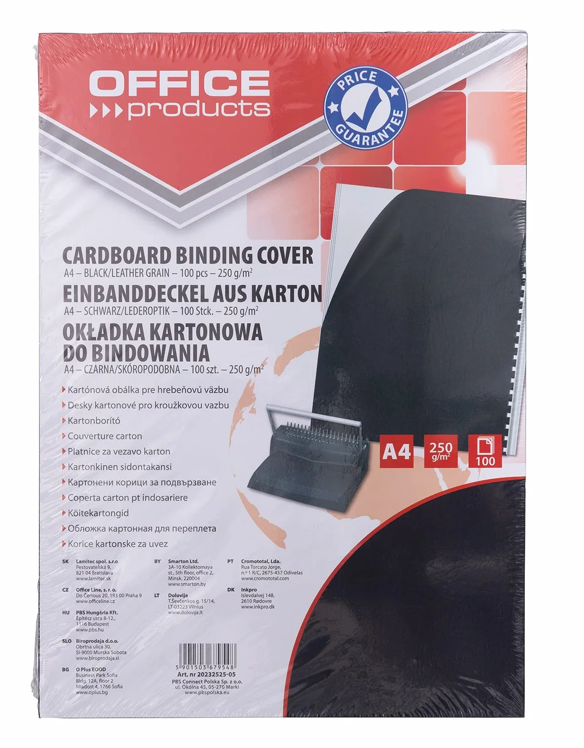 Okładki do Bindowania OFFICE PRODUCTS Karton A4 250gsm Skóropodobne 100szt Czarne/Prezentacja/Typ-do Bindowania/Rodzaj-Tylna, Karton/Materiał-Karton/Kolor-Czarny/Gramatura (g/m2)-250