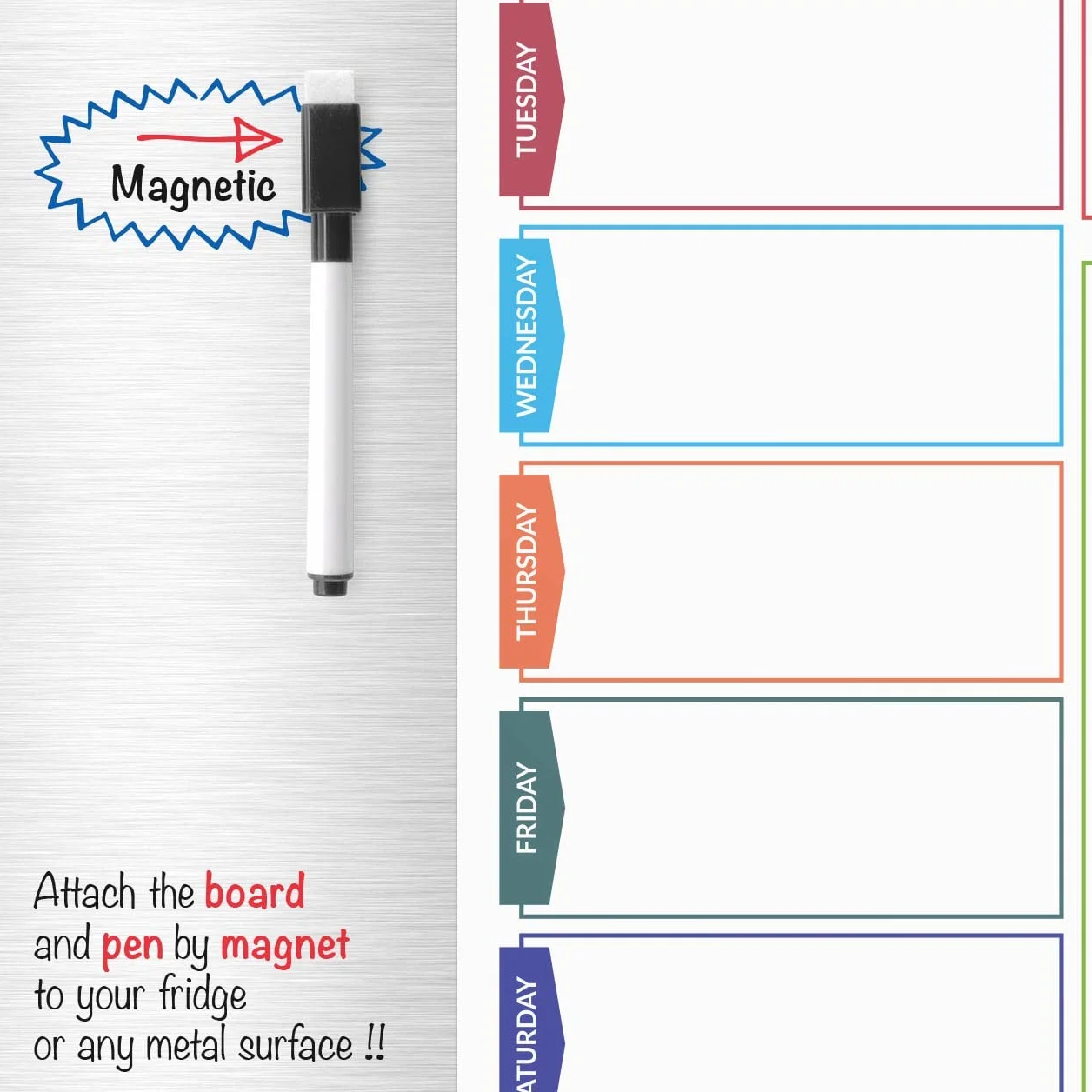 CKB Ltd Magnetyczna tablica suchościeralna A3 z markerem, planer posiłków