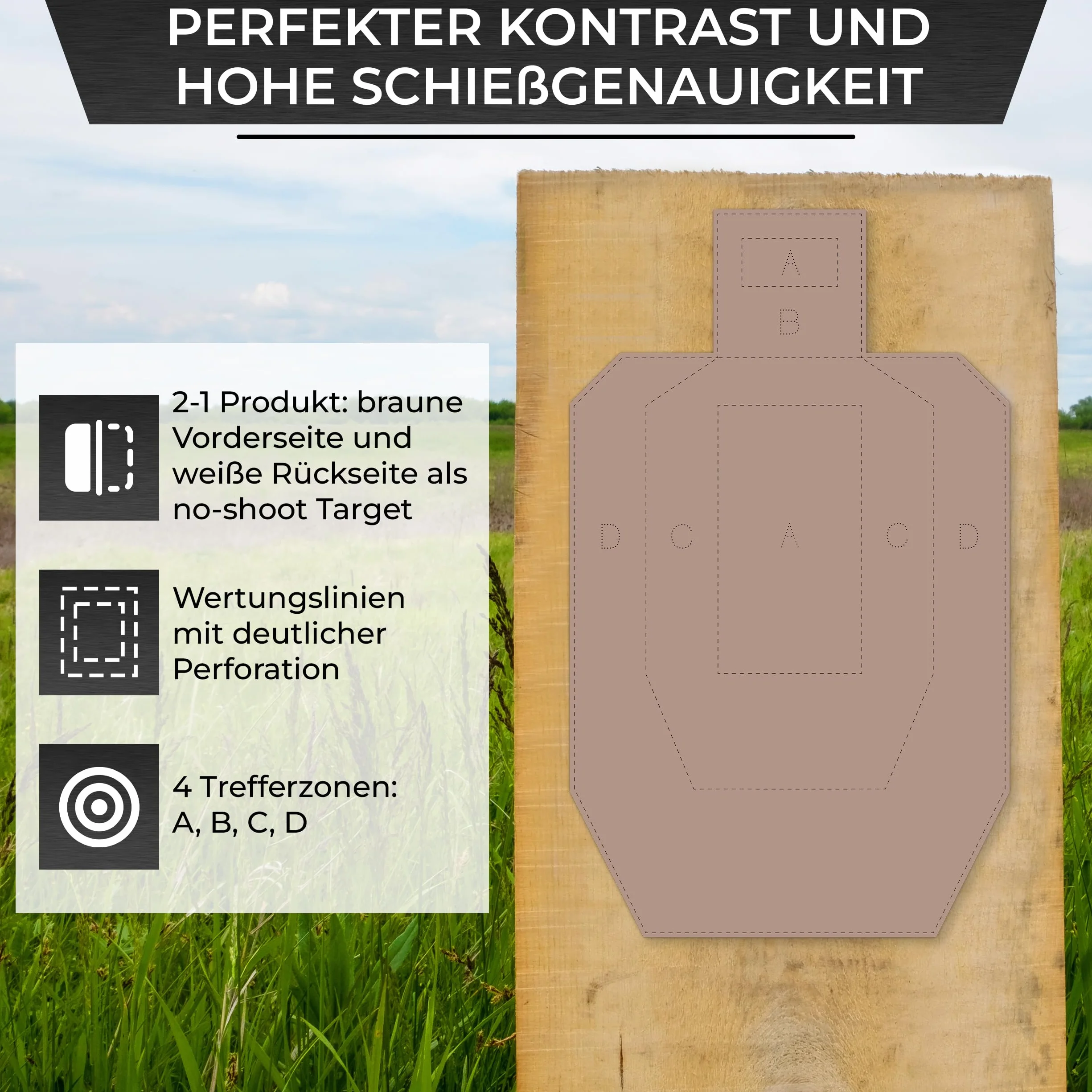 Dysk do zawodów USPSA/IPSC tektura falista brązowy biały 46 x 76 cm
