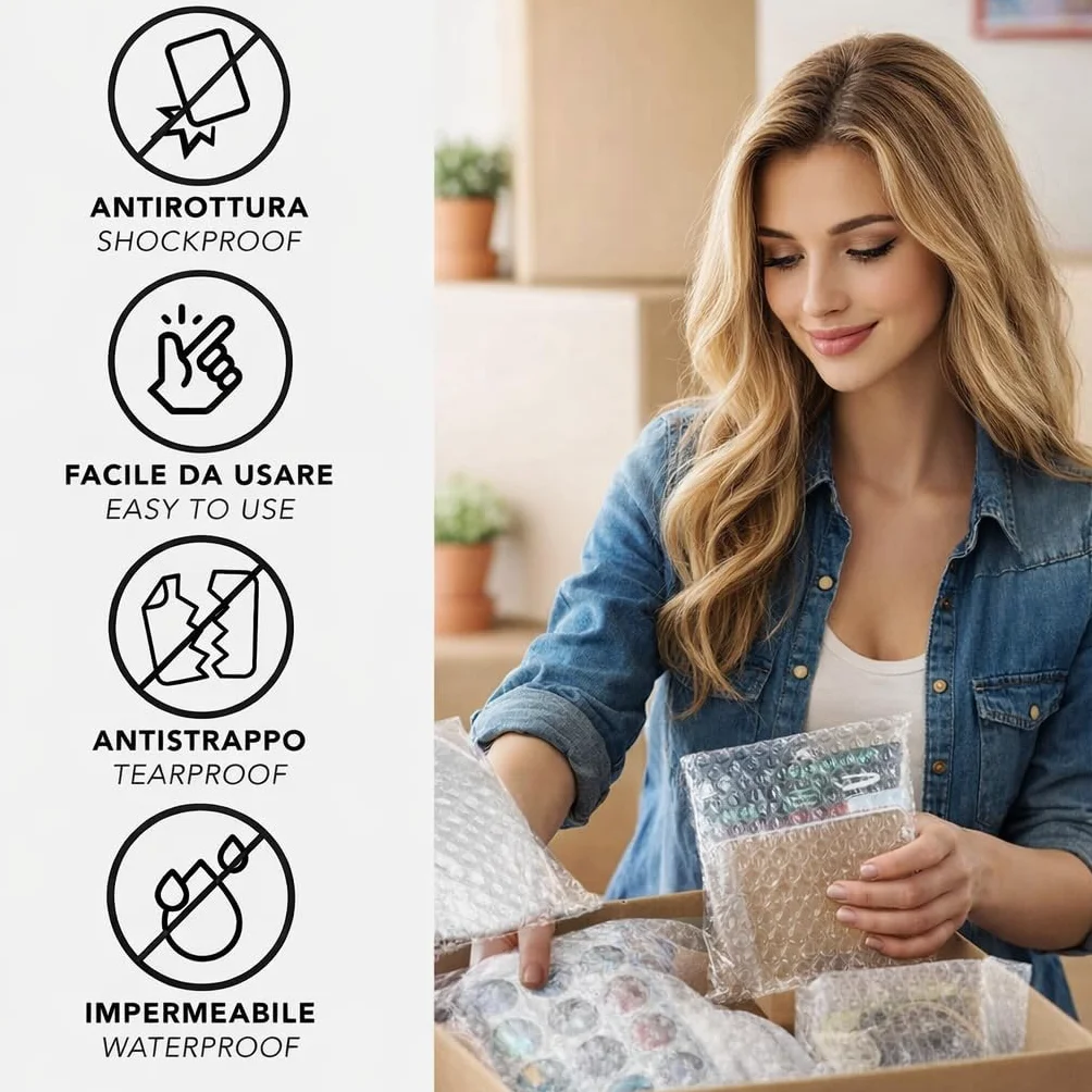 IPEA folia foliowa do pakowania i wysyłki – 10 metrów x 30 cm rolki – Made in Italy – pęcherzyki powietrza do ochrony, wyściółki, pakowania przedmiotów w transporcie – Odporny na rozdarcie i wstrząsy