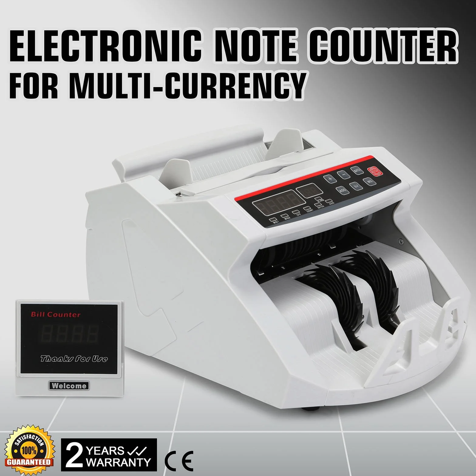 VEVOR Licznik Banknotów z Kontrolą Autentyczności UV MG 1000 Sztuk/min 7 kg LED 26x23,5x17 cm