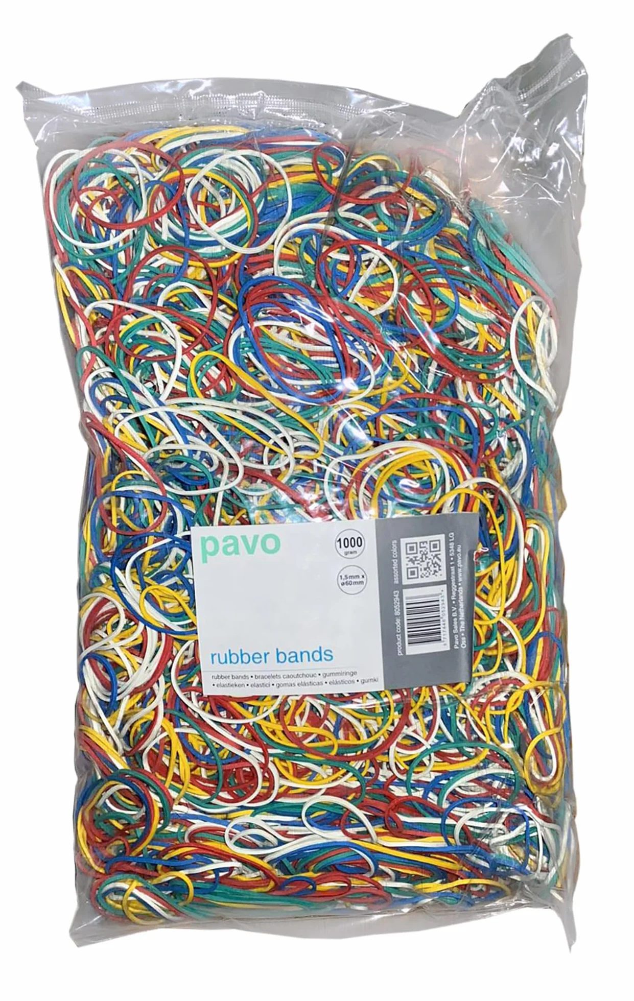Pavo - Gumki recepturki, rozmiar : 6cm x 1,5mm,Mega paczka : 1 kg, różne kolory