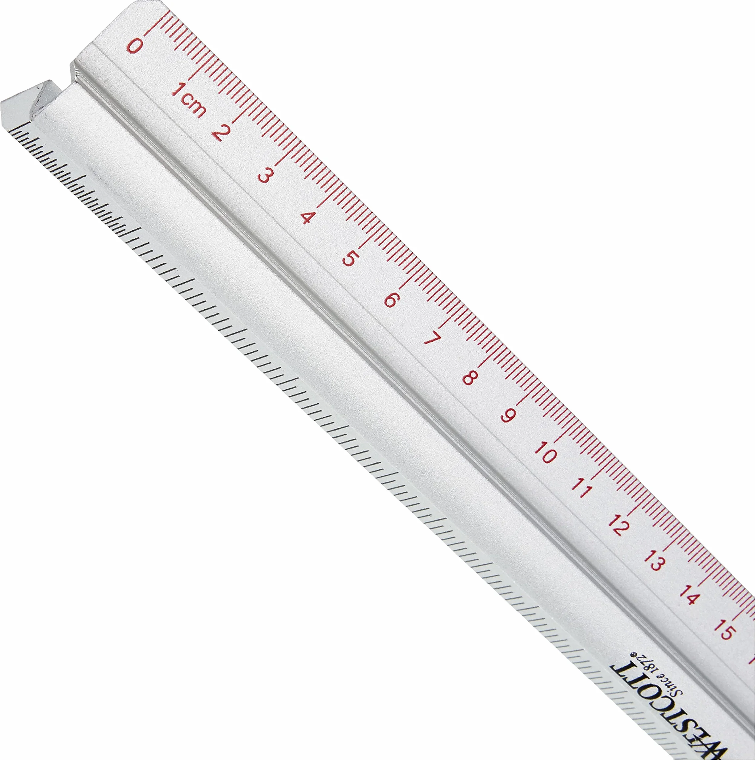 Westcott aluminiowa linijka 12" 300 mm podniesiony uchwyt skala metryczna imperialna srebrna