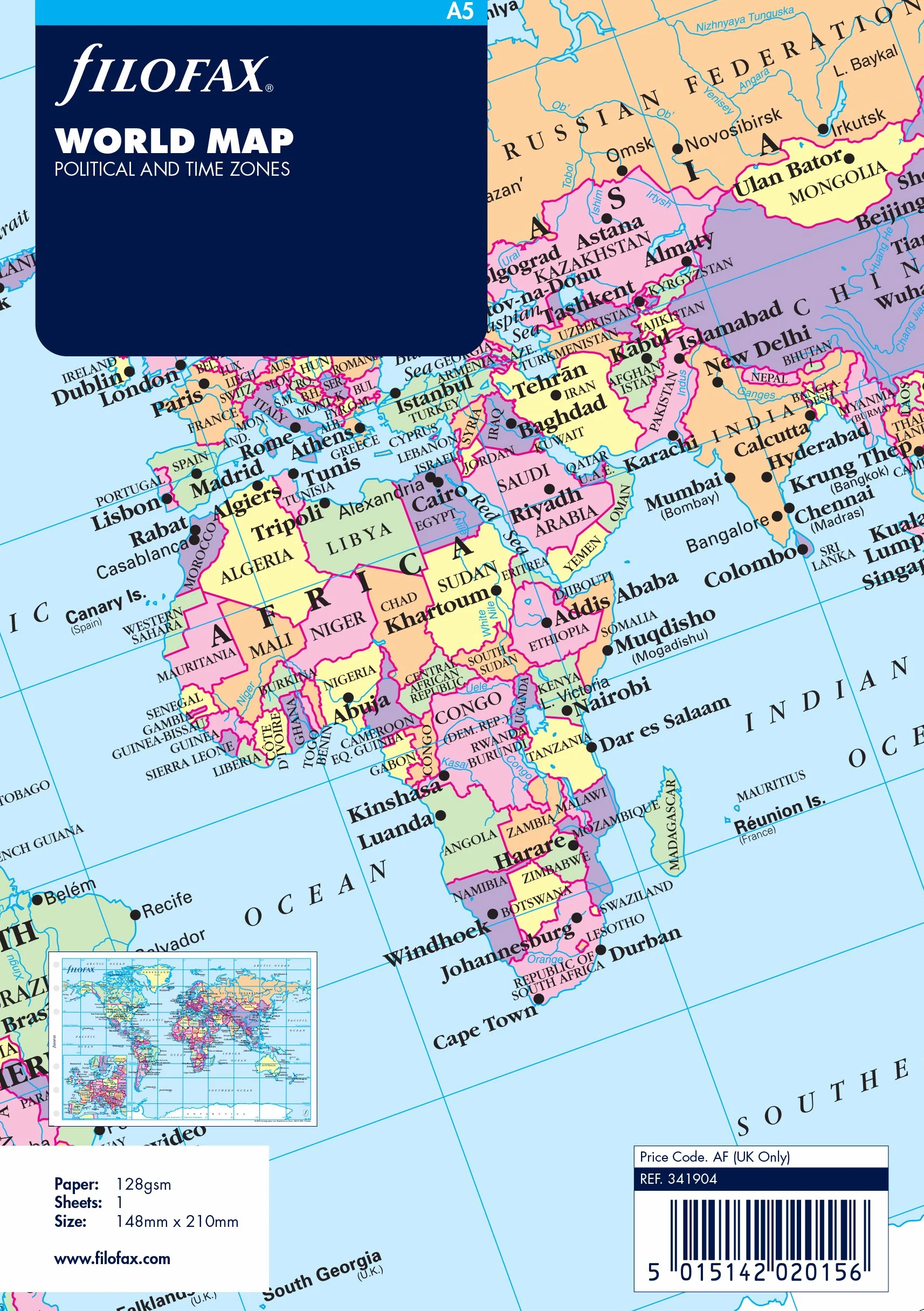 Filofax 341904 mapa świata A5, insert (341904)