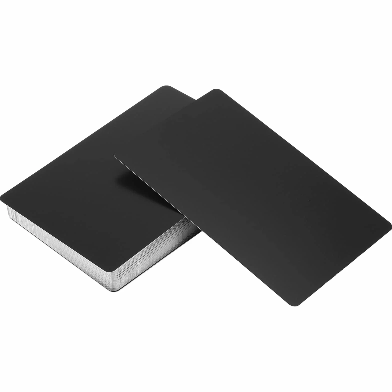 100 sztuk metalowych wizytówek 0,45 mm czarne aluminiowe puste karty z nazwiskiem grawerowane laserowo wizytówki metalowe karty biznesowe dla klientów biurowych DIY karty podarunkowe, 86 x 54