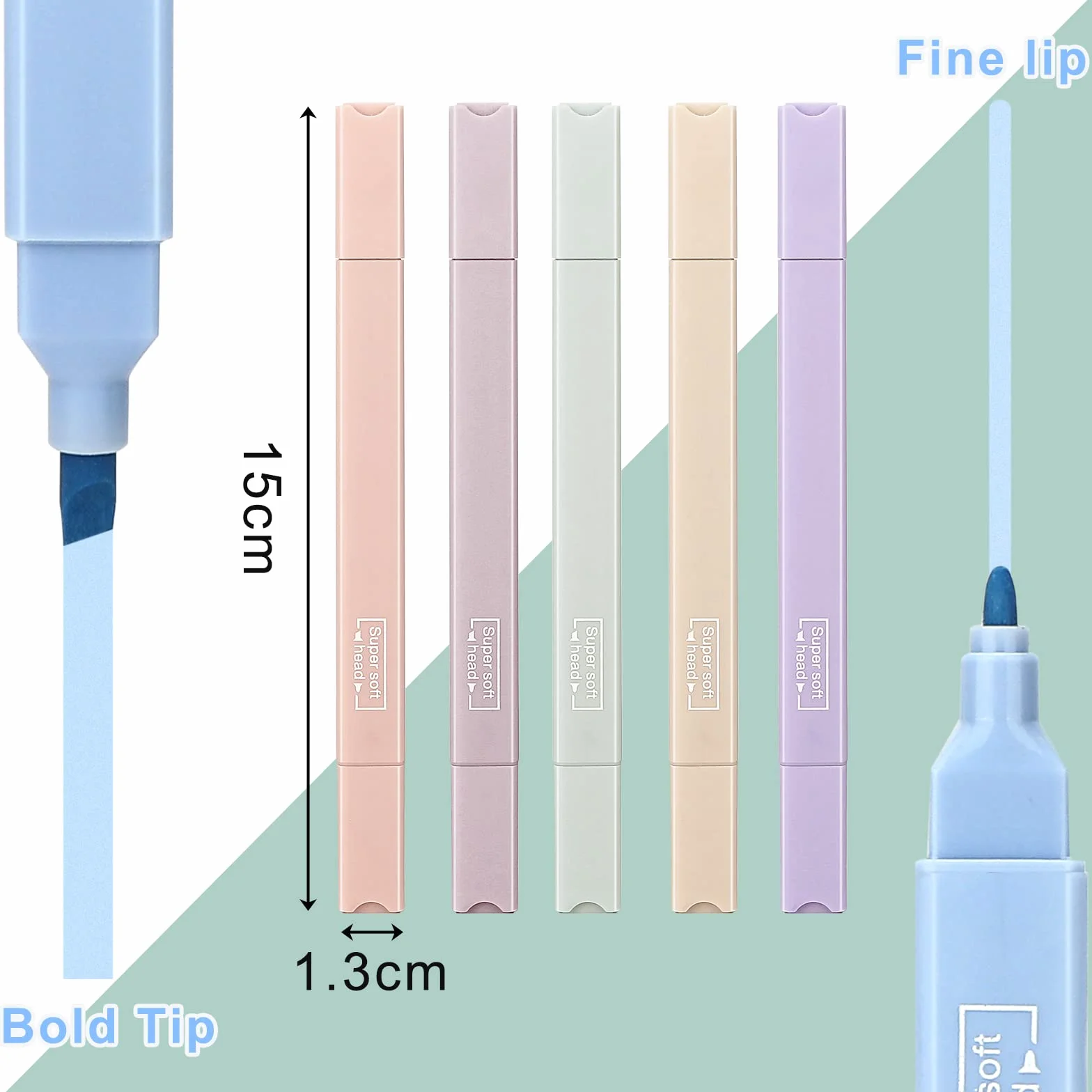 Mkitnvy Dual Tips zakreślacze tekstowe, 12 szt., estetyczne zakreślacze, różne kolory, zestaw pastelowych kolorów, nie wybielać, szybkoschnący, szybki do trzymania, do dziennika, planera biblijnego