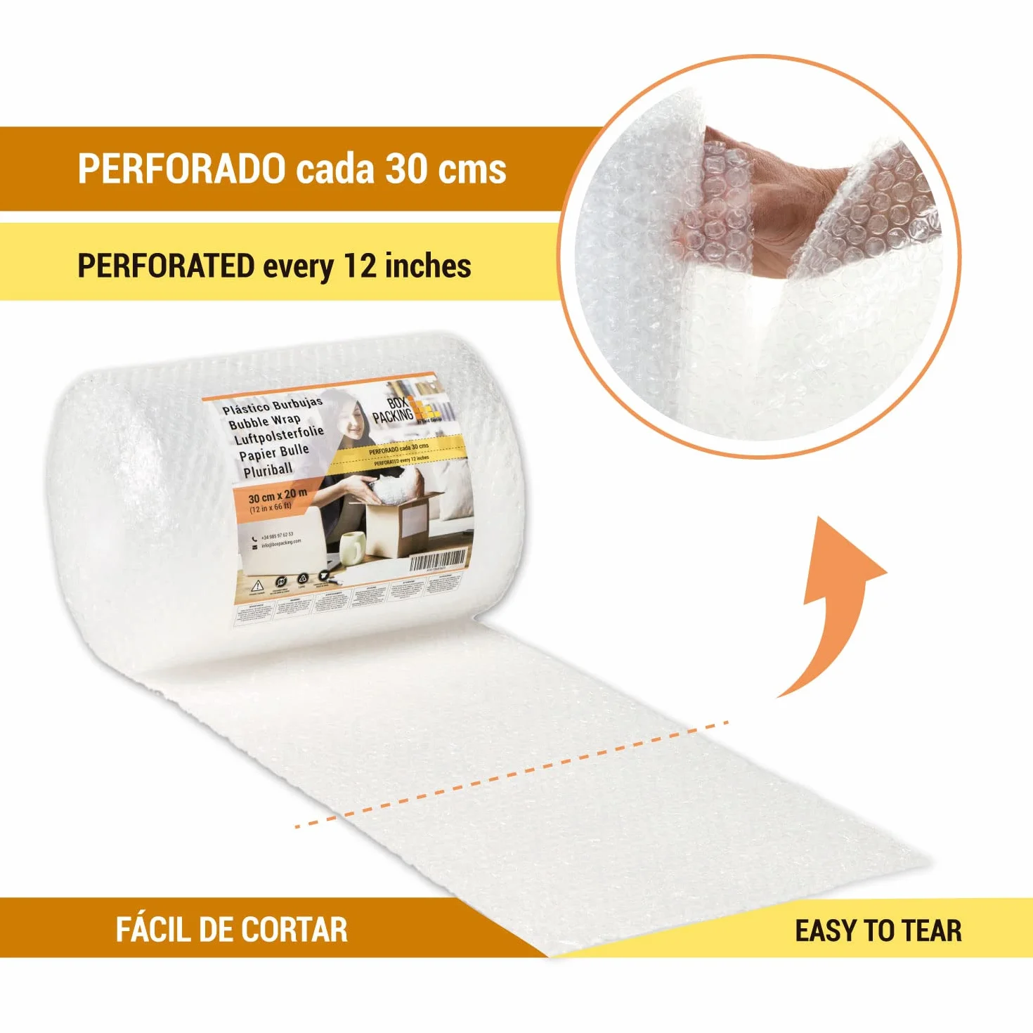 Plastikowe opakowanie bąbelkowe perforowane 30 cm x 20 m Bubble Paper Roll