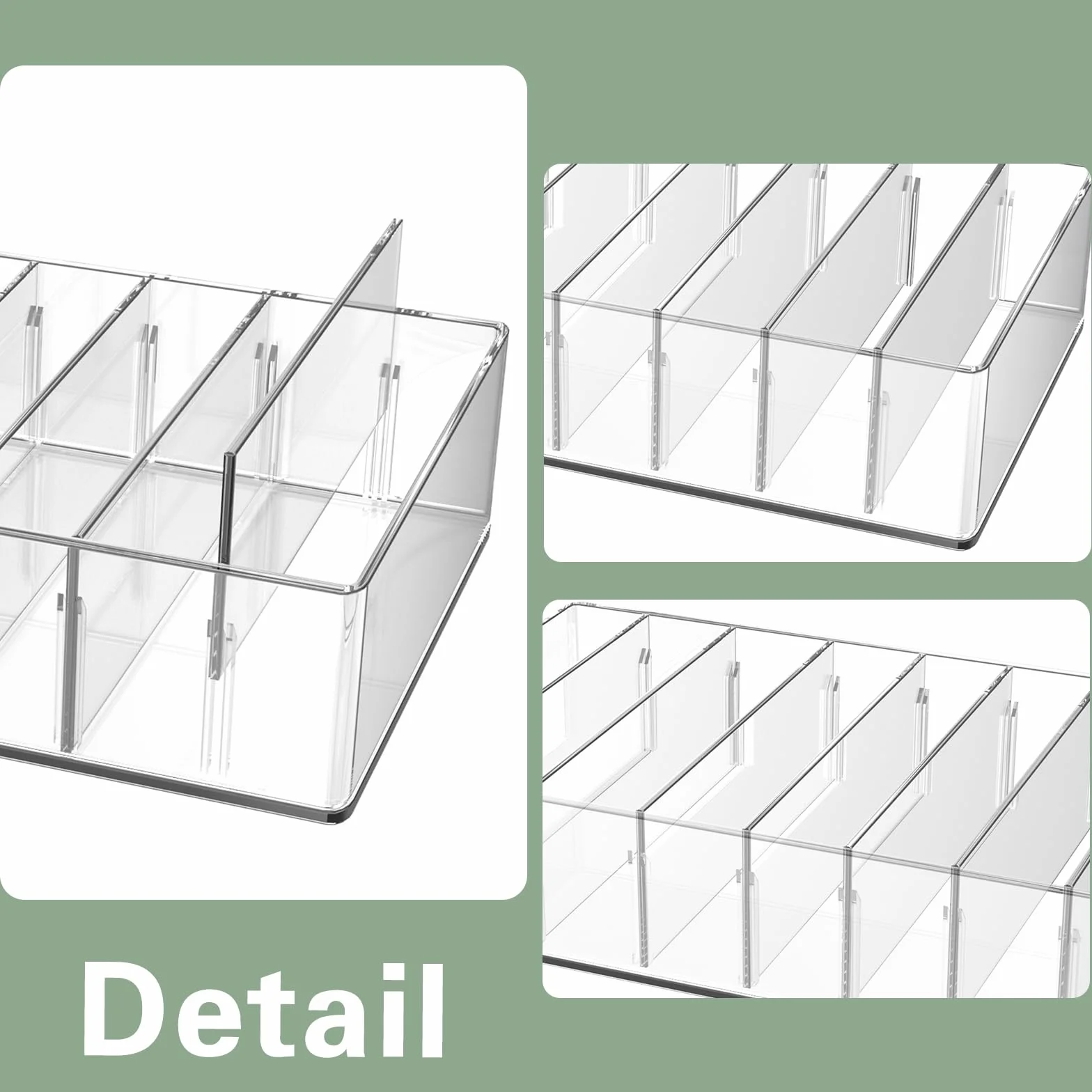 Przezroczysty akrylowy organizer na gotówkę 8 przegródek 26 x 18 x 5,5 cm