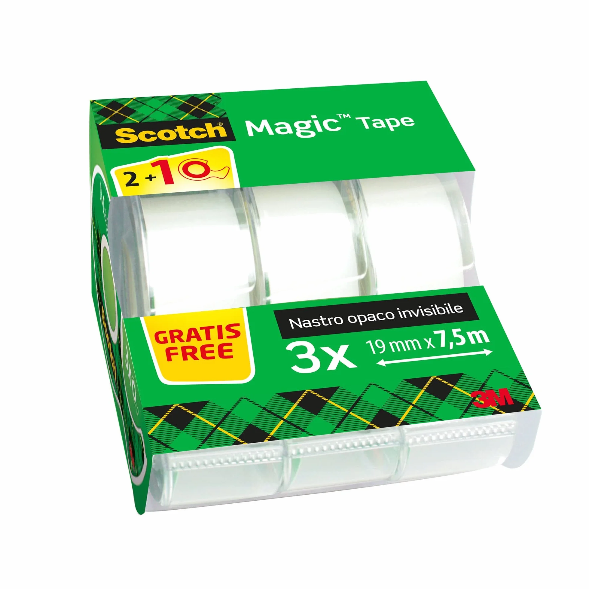 3M Magic Tape 8-1975C3 Taśma Klejąca, Przezroczysty, 19 mm x 7.5 m, 3 Sztuki