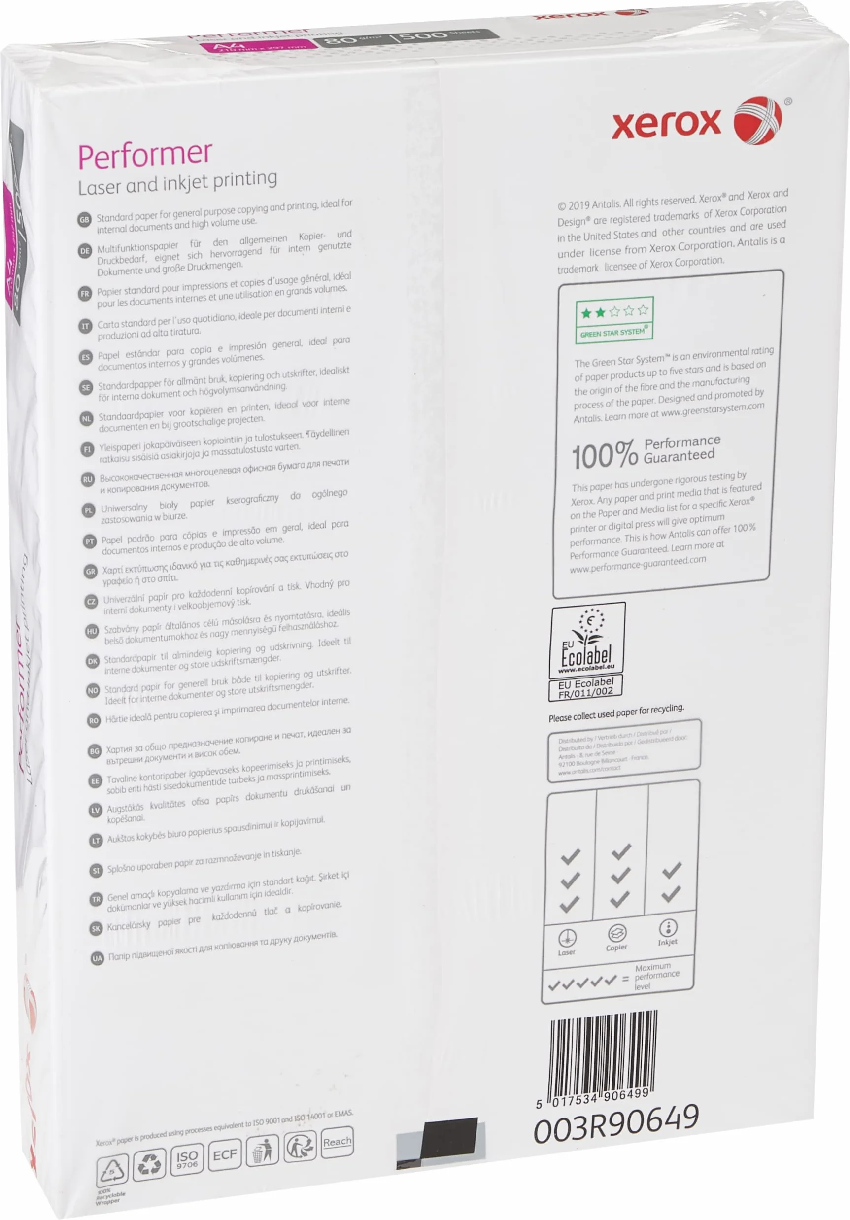 Xerox Performer 003R90649 Papier, Biały, A4, 500 Arkuszy