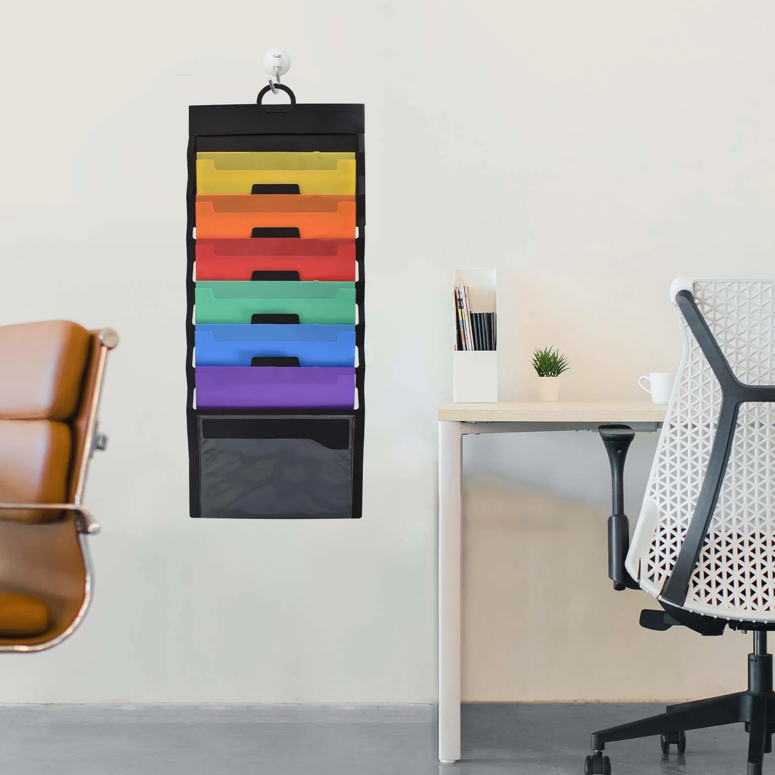Colexy Wiszący organizer na dokumenty A4, kaskadowy, 6 kieszeni, ścienny