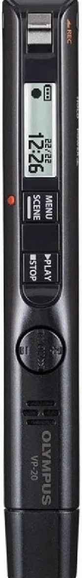 Olympus VP-20 dyktafon stereo z mikrofonem wielokierunkowym, filtrem przeciwszumowym, nagrywanie jednym kliknięciem, złącze USB
