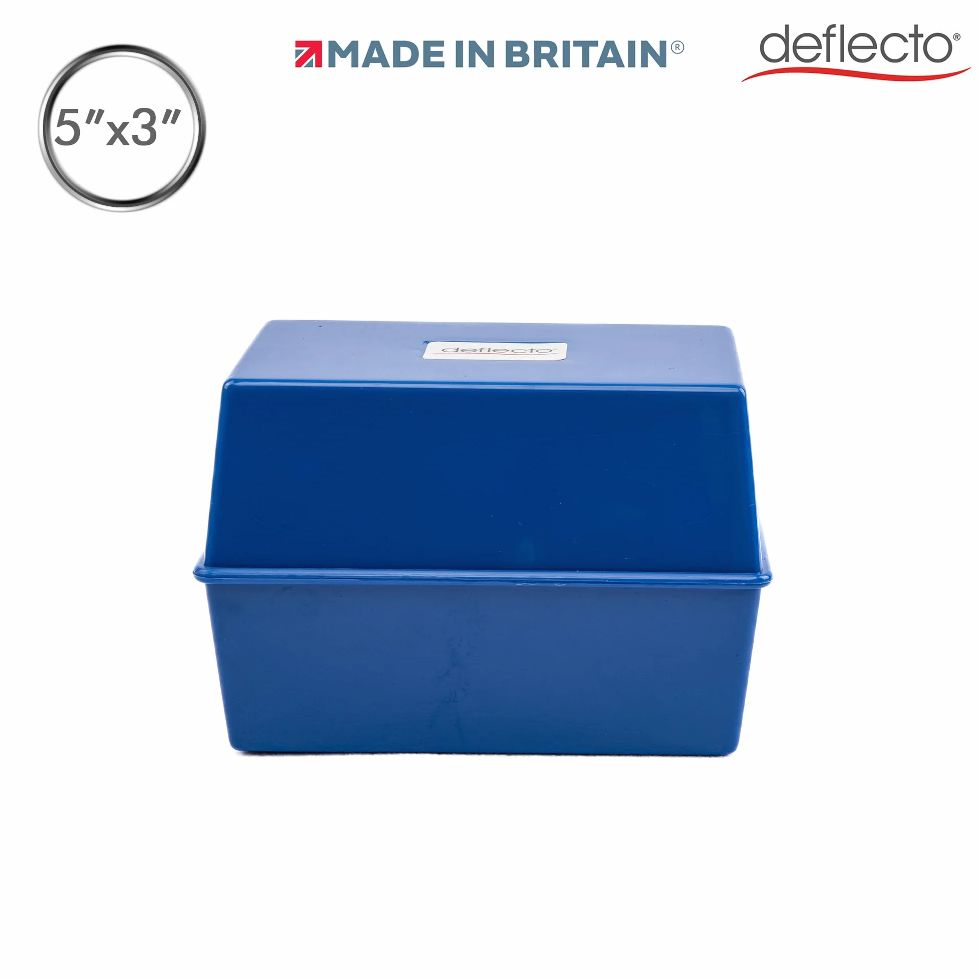 Deflecto CP010YTBLU pudełko na karty indeksowe 5 x 3 niebieskie