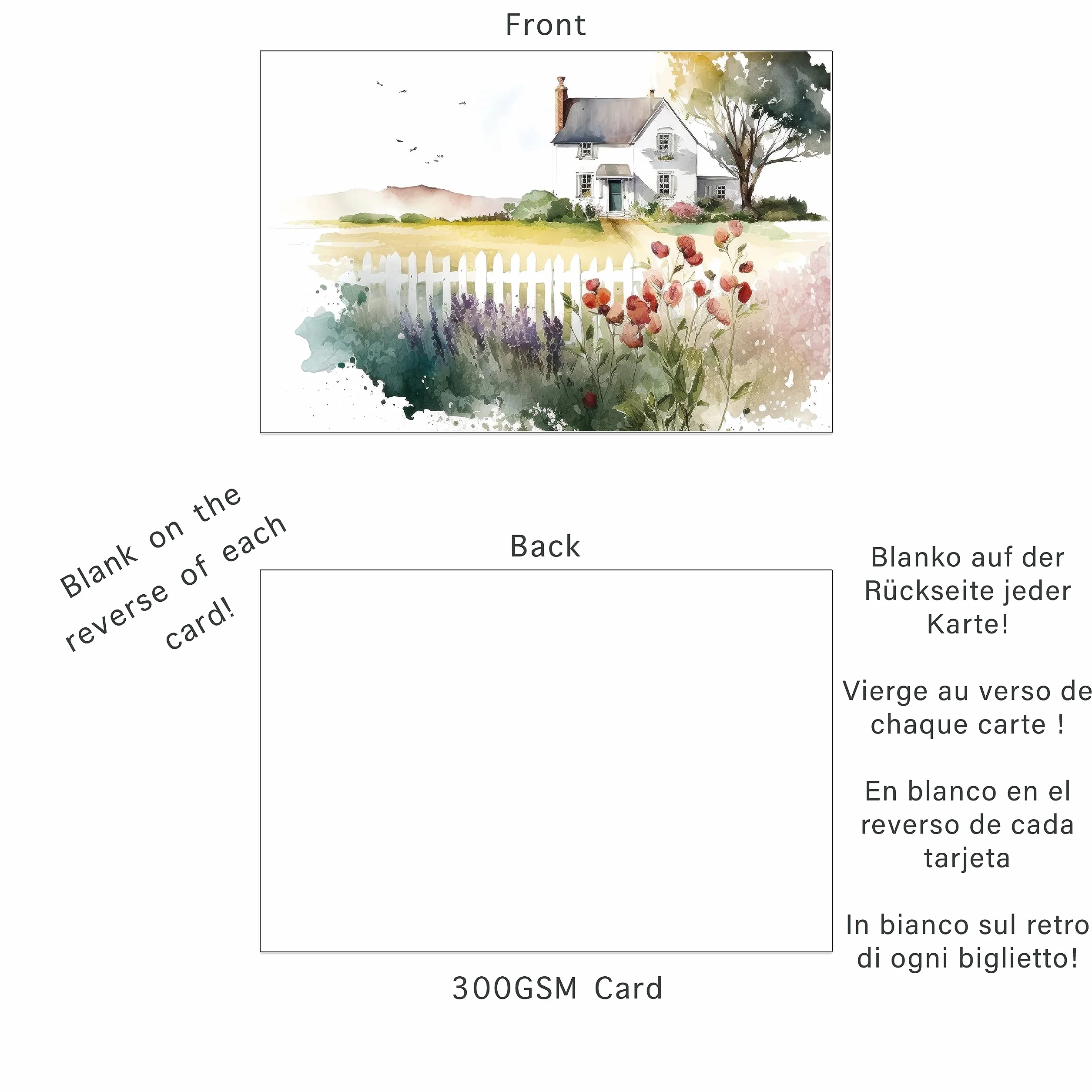 the lazy panda card company Pudełko artystyczne z motywem zwierzęcym, 100 pocztówek ze zwierzętami narysowanymi akwarelami, 100 różnych wzorów (100 malowanych krajobrazów), LP100BOX, Mieszany