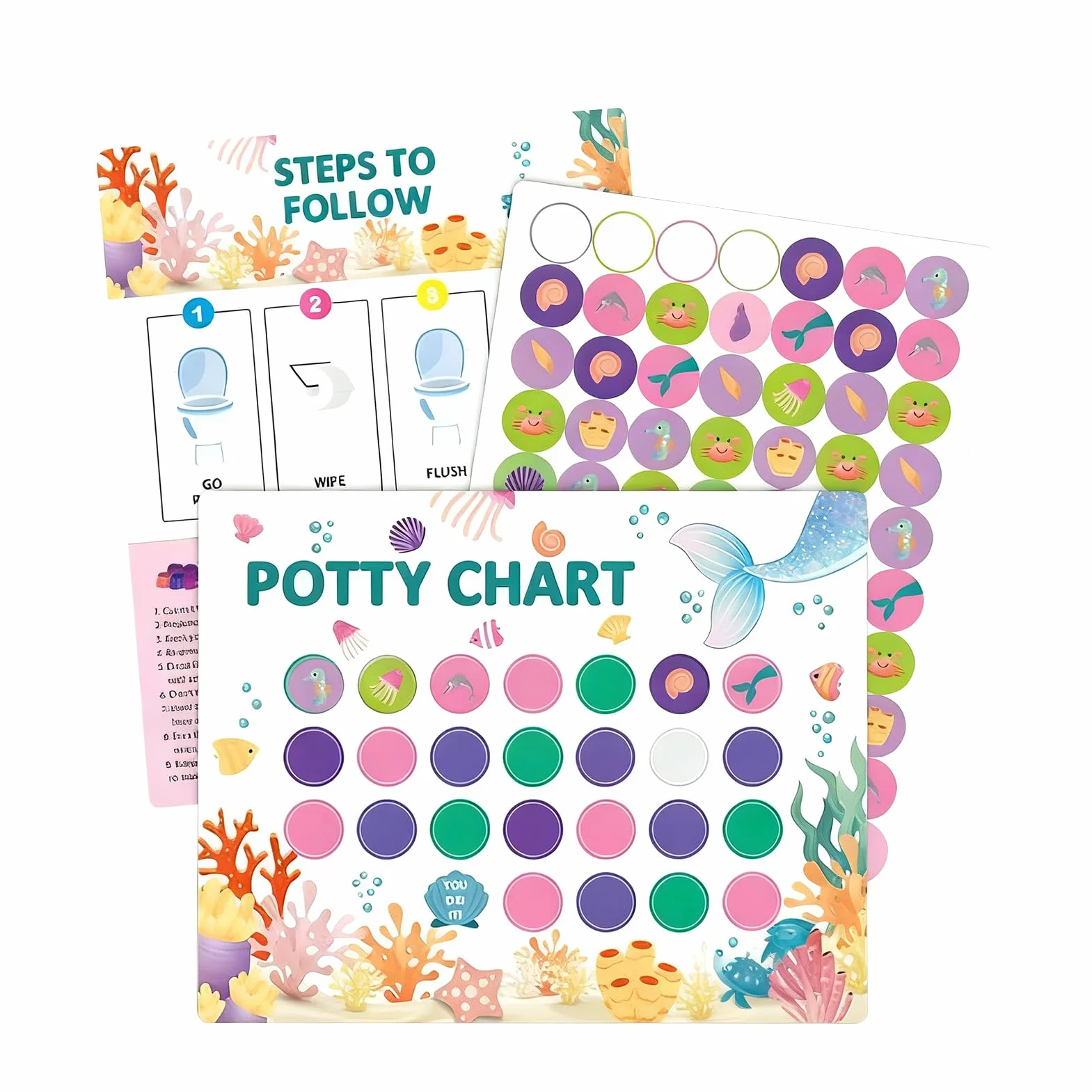 Potty Training Chart, interaktywny motywacyjny trener toaletowy, zabawny wykres naklejek na nagrodę, narzędzie rozwojowe dla dzieci, akcesoria dla dzieci w wieku 2-4 lat, dla dziewczynek, chłopców i