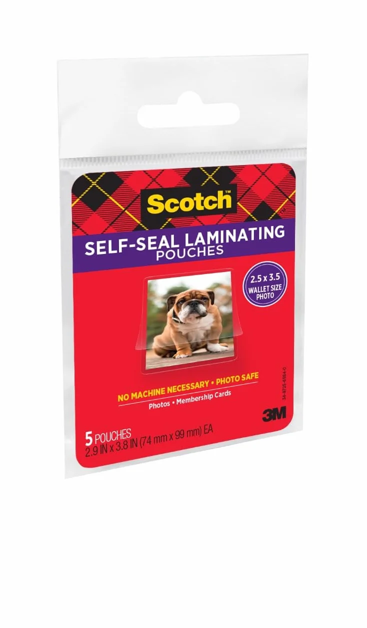 Scotch Self-Sealing Laminating Pouches 5/Pkg 2"X3"