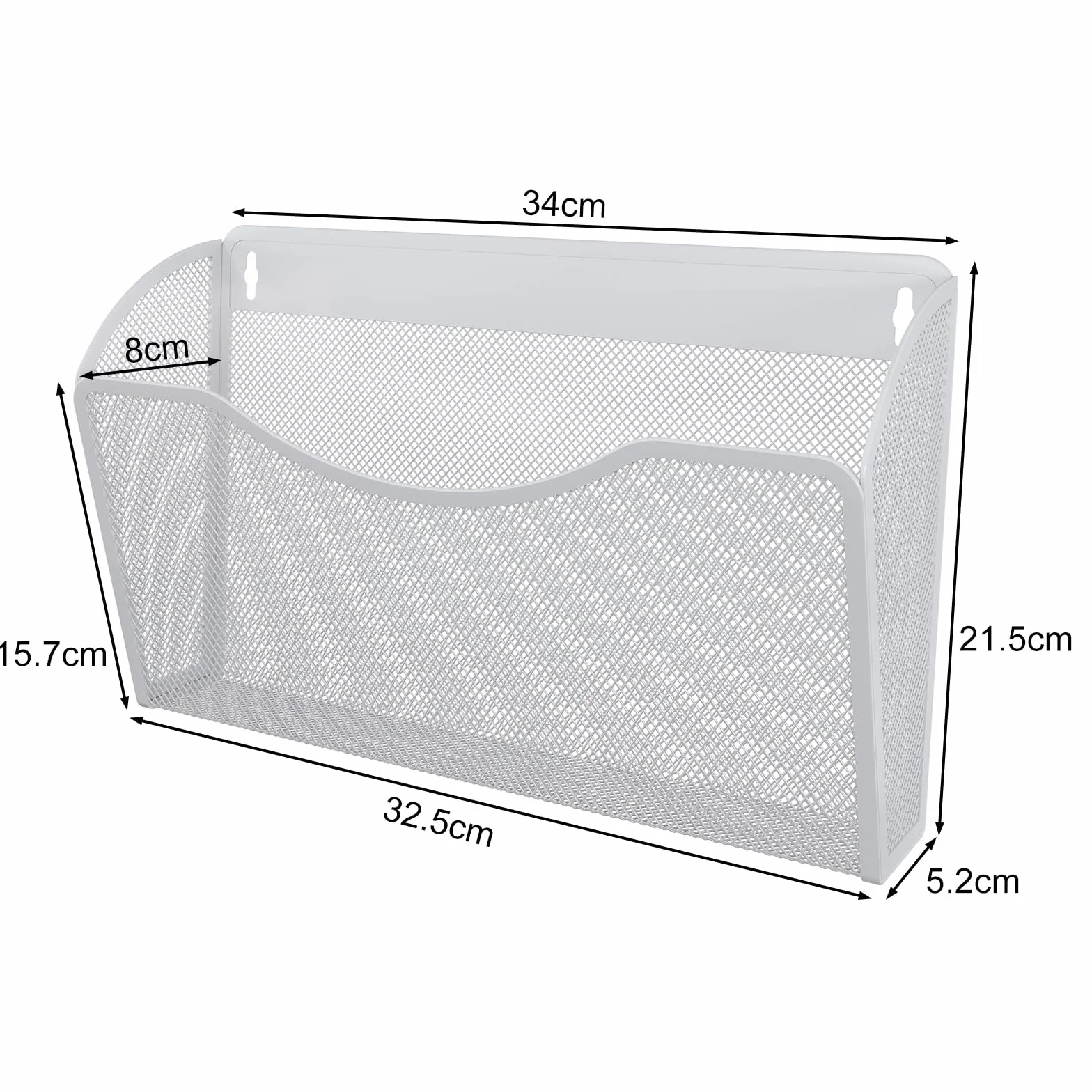 EasyPAG Uchwyt Ścienny na Dokumenty A4 1 kieszeń Poziomy Metal Siatka,Ścienny Stojak na Pocztę,Wiszący Organizer na Dokumenty,Przechowywanie Czasopism do Biura & Domu,Biały