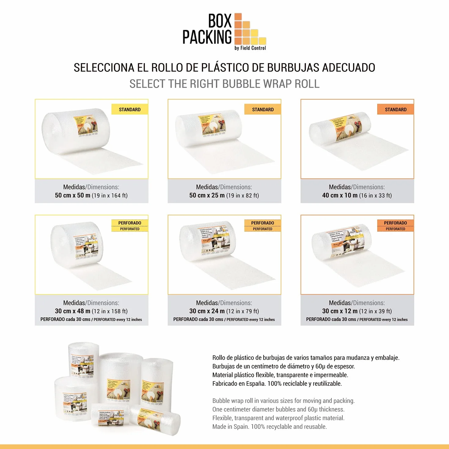 BOXPACKING | Folia Bąbelkowa | 40 cm szerokości x 10 m długości | Folia z Wypustkami Do Pakowania i Przeprowadzek