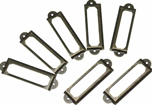 Namvo 50 sztuk uchwytów na etykiety z mosiądzu, metalowych, szafek na akta, szuflady, etykiety, regał, na karty, 60 x 17 mm, ze śrubami do biblioteki biurowej