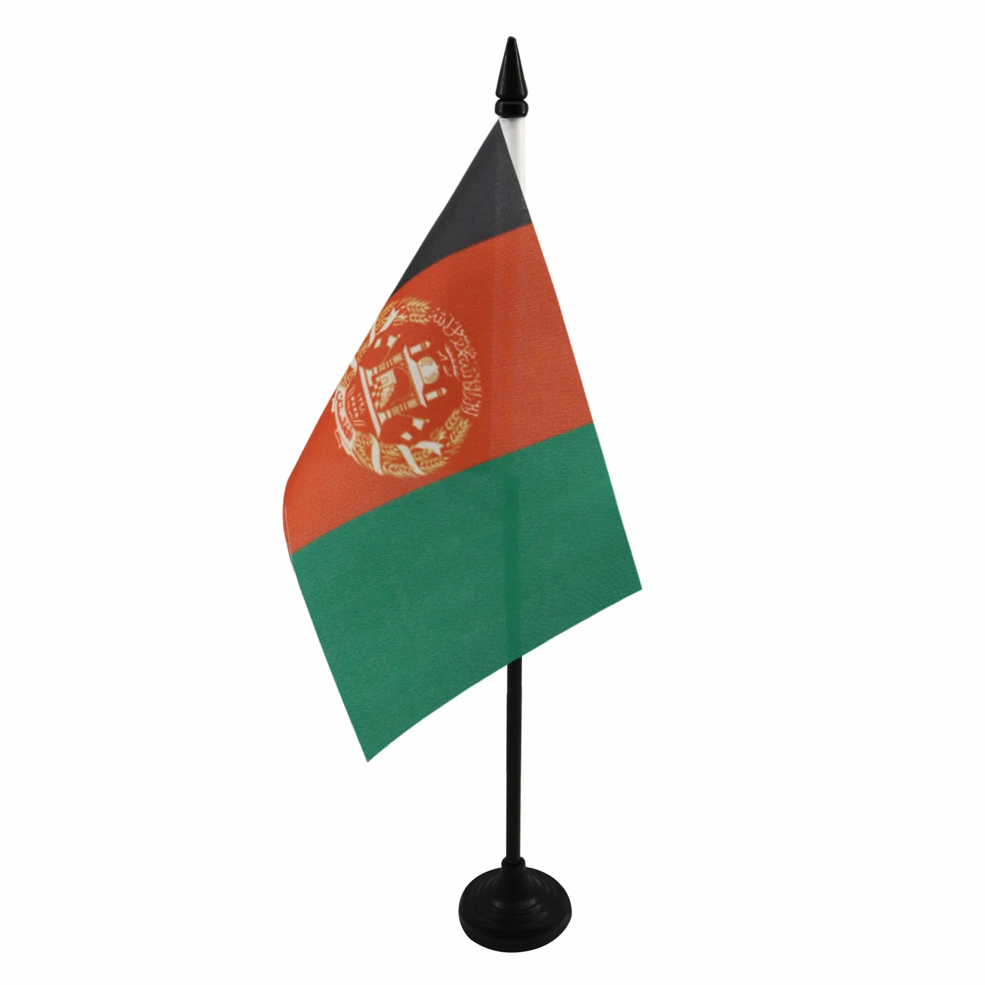 Drapeau de Table Afghanistan Socle Hampe Plastique 15cm x 10cm Noir