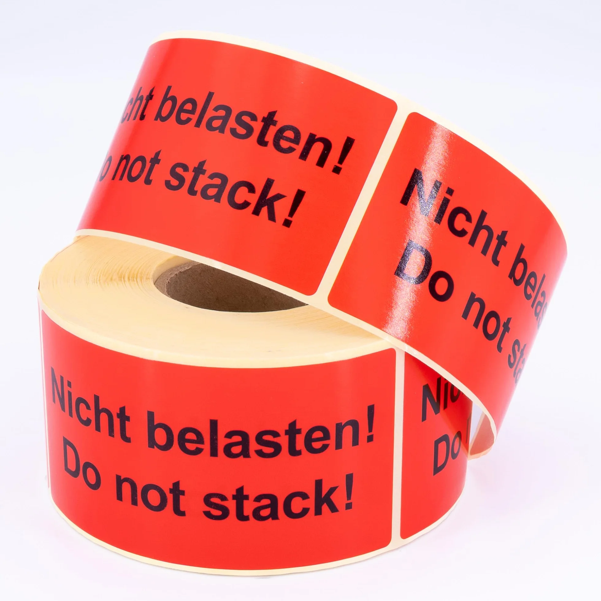 Etykiety ostrzegawcze na rolce 100 x 50 mm 500 sztuk papier samoprzylepny jaskrawoczerwony