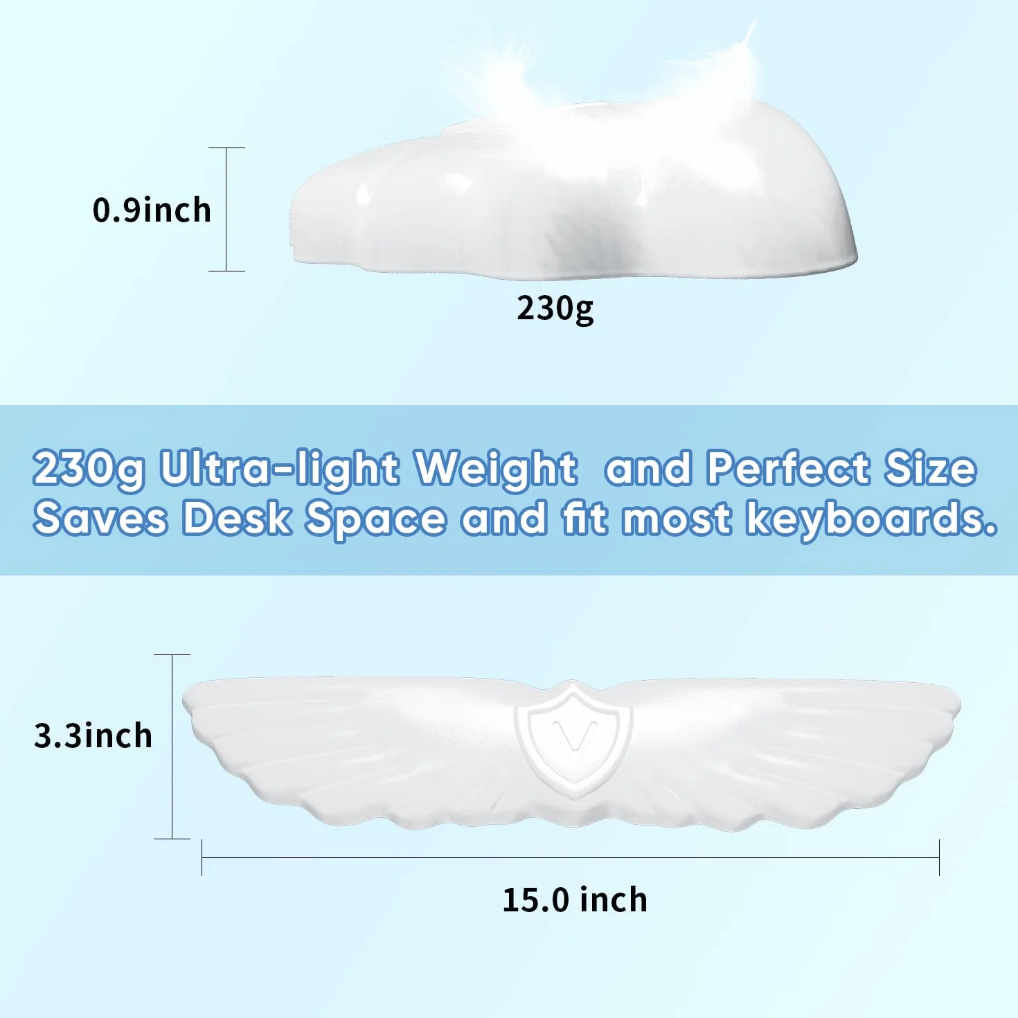 Podkładka Pod Nadgarstek Angel Wing Cloud Keyboard Ergonomiczna Antypoślizgowa Miękka Skórzana Pianka Z Pamięcią Kształtu 1-Skrzydłowa Biała