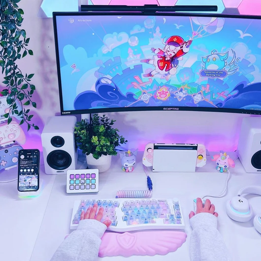 Podkładka Pod Nadgarstek Angel Wing Cloud Keyboard Ergonomiczna Antypoślizgowa Miękka Skórzana Pianka Z Pamięcią Kształtu 1-Skrzydłowa Biała