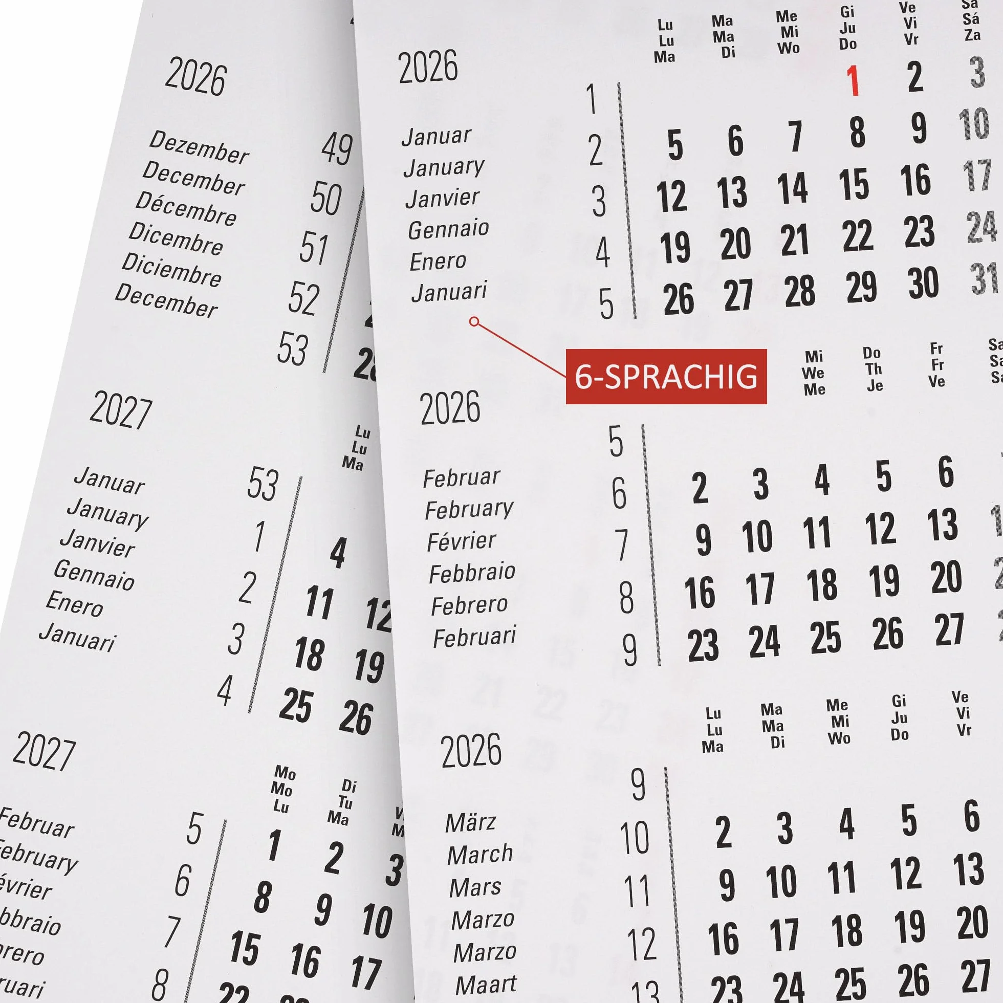 Kalendarz stołowy 2026/2027 miesięczny 24 miesiące stojący biurowy Made in Germany