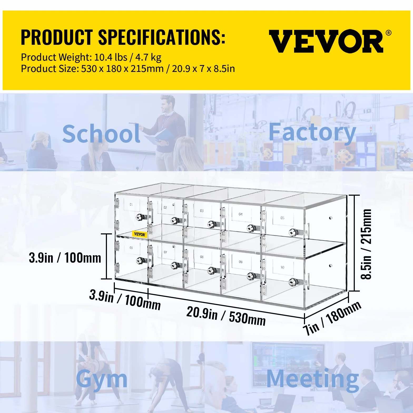 VEVOR Szafka do przechowywania akryl 53 x 18 x 21,5 cm