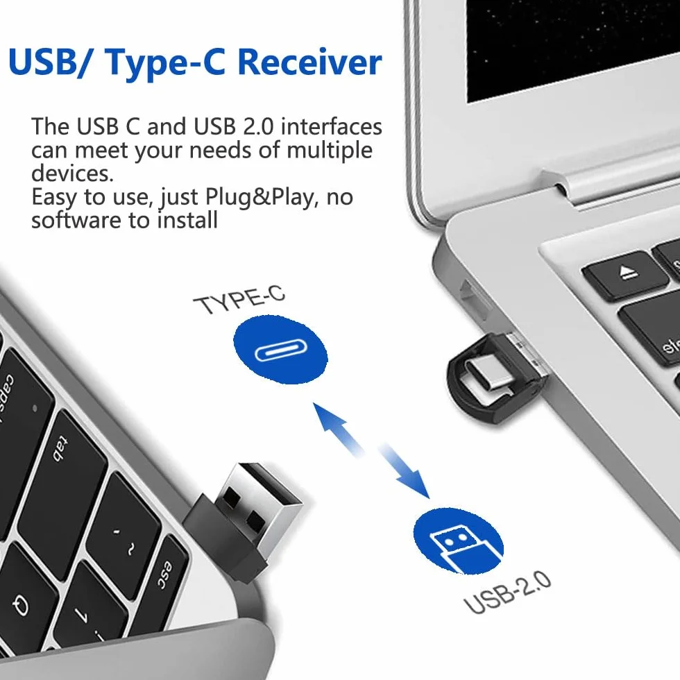 Bezprzewodowy wskaźnik prezentacji USB typu C 2 w 1 do PowerPoint, pilot zdalnego sterowania PPT do laptopa Mac