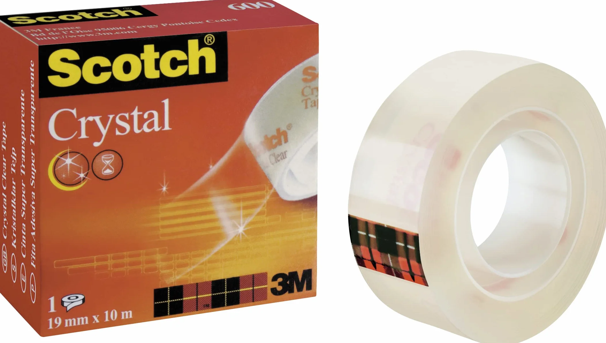 Scotch C6001966 taśma klejąca Crystal Clear 600, octan celulozy, wymiary taśmy (dł. x szer.): 66 m x 19 mm