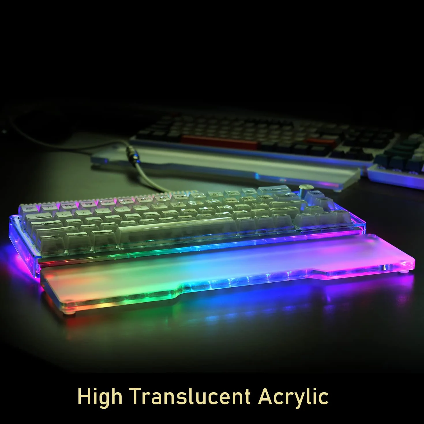 MAMBASNAKE Podkładka Pod Nadgarstek do Klawiatury - Wrist Rest Laptop - Premier Clear Acryl - Antypoślizgowe Nóżki - Ergonomic do Biura/Gier/Pisania/MacBook